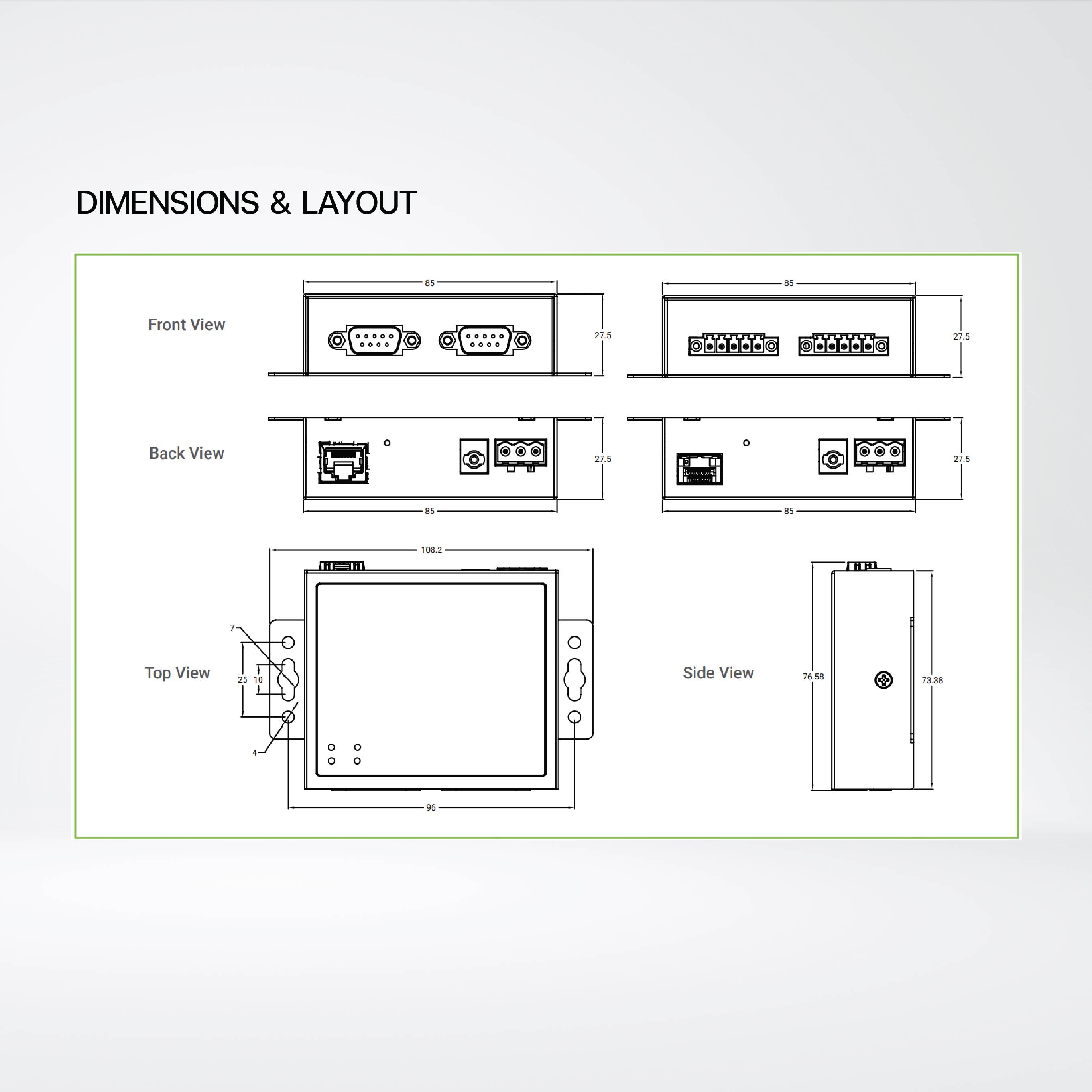MB5202-DB Compact 2-Port Industrial Modbus TCP/RTU/ASCII Gateway, Field-Mount