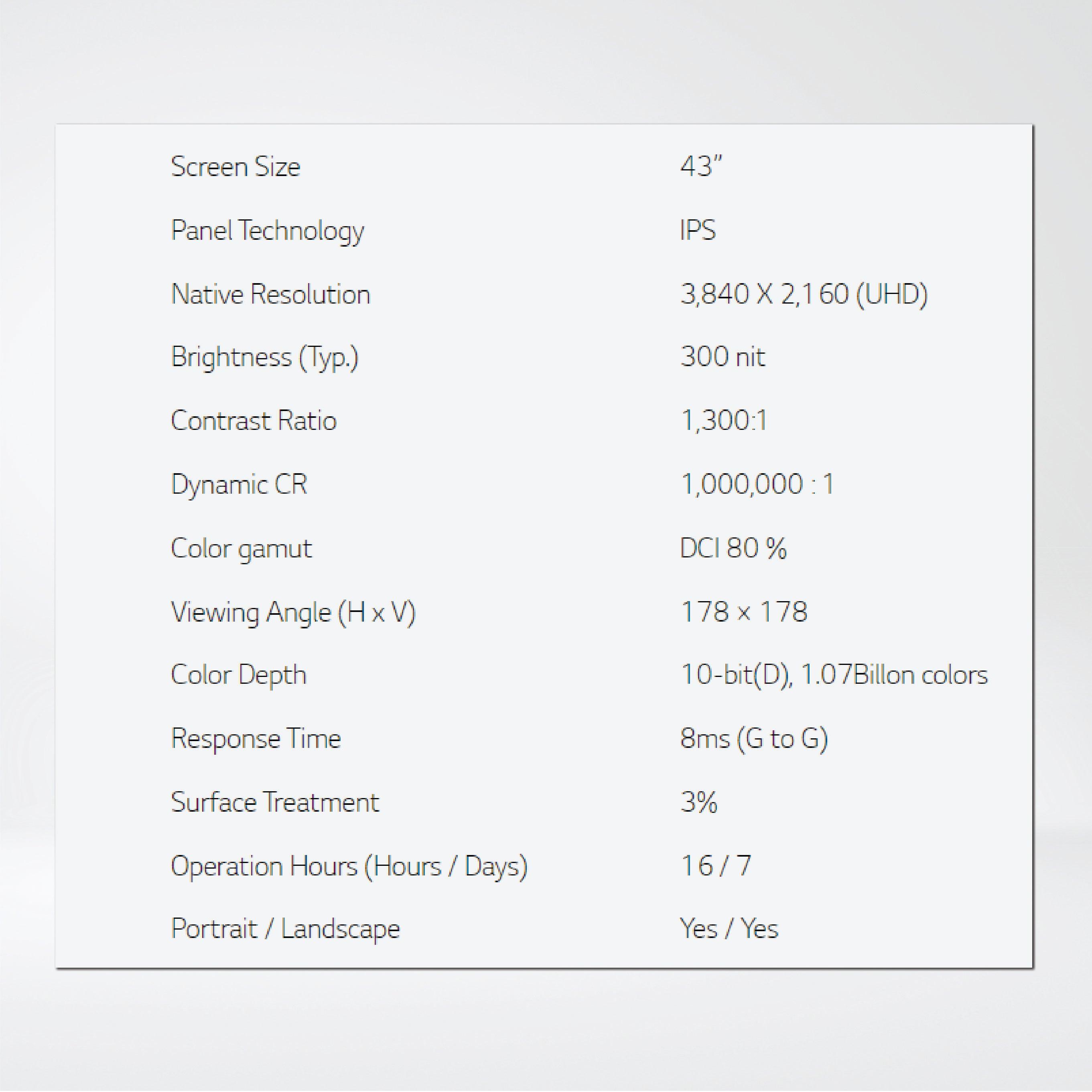 43UL3J-B 43” 300 nits webOS UHD Signage - Riverplus