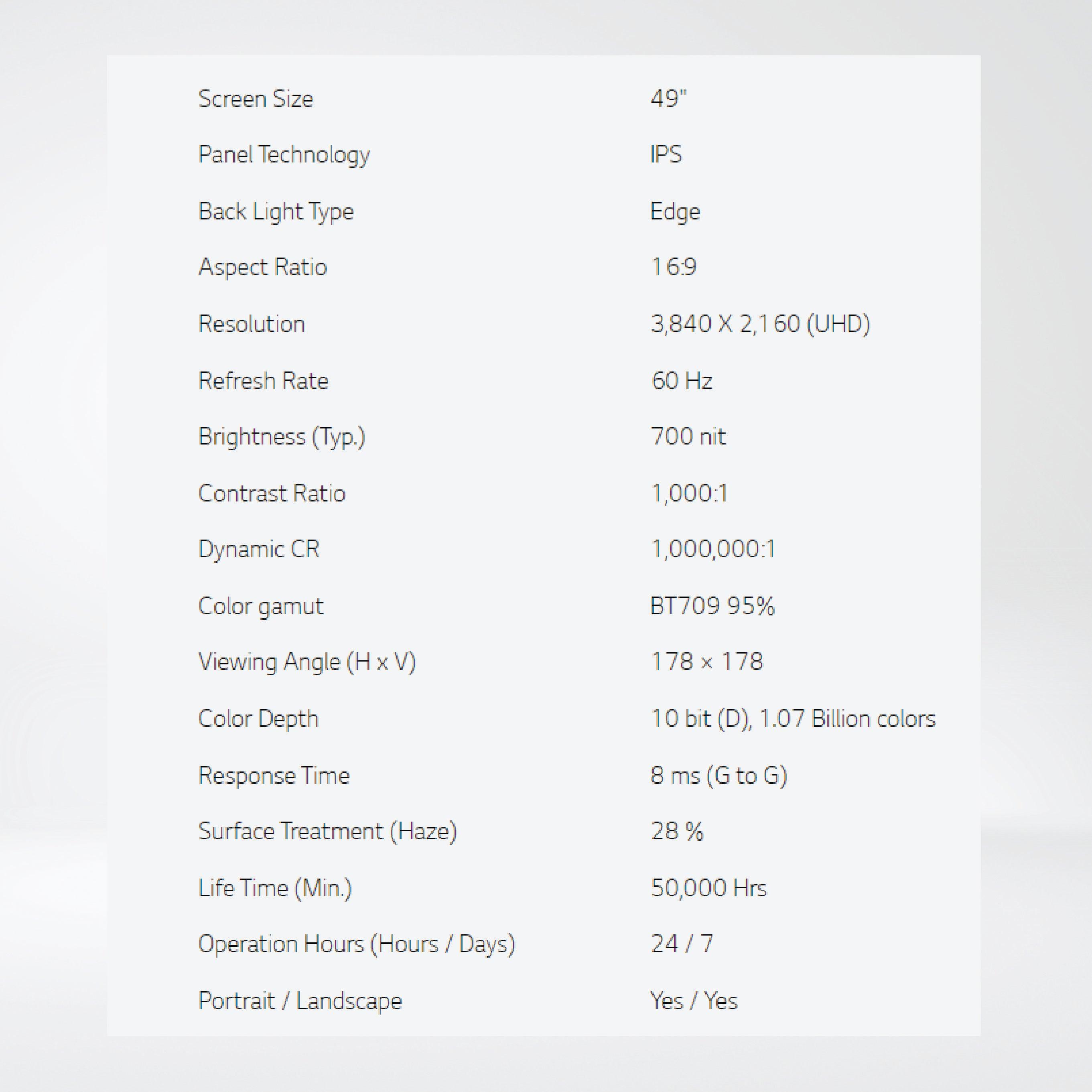 49UH7J-H 49" 700 nit New High Haze UHD Standard Signage - Riverplus