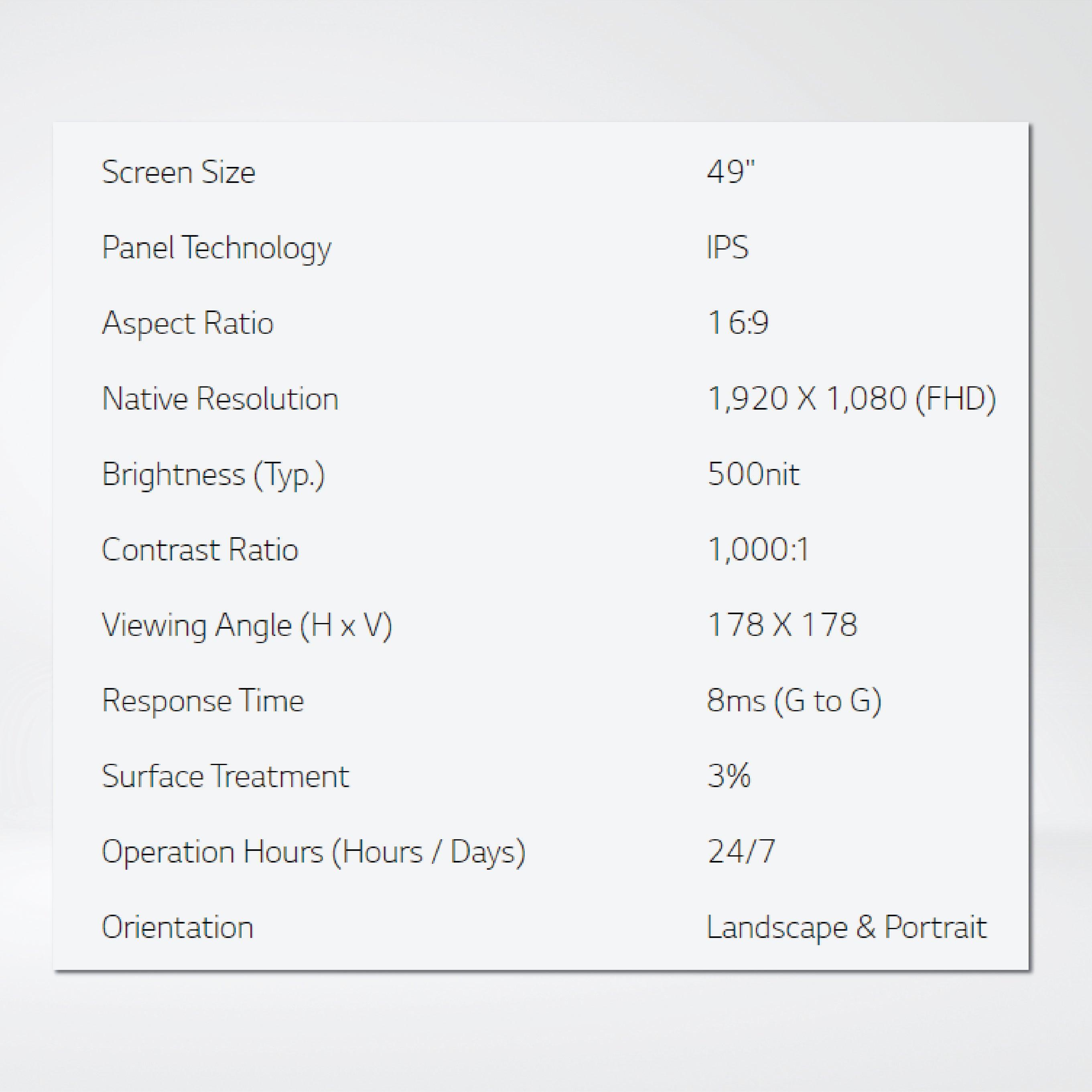 49VL5G 49" 500 nits FHD Slim Bezel Video Wall - Riverplus