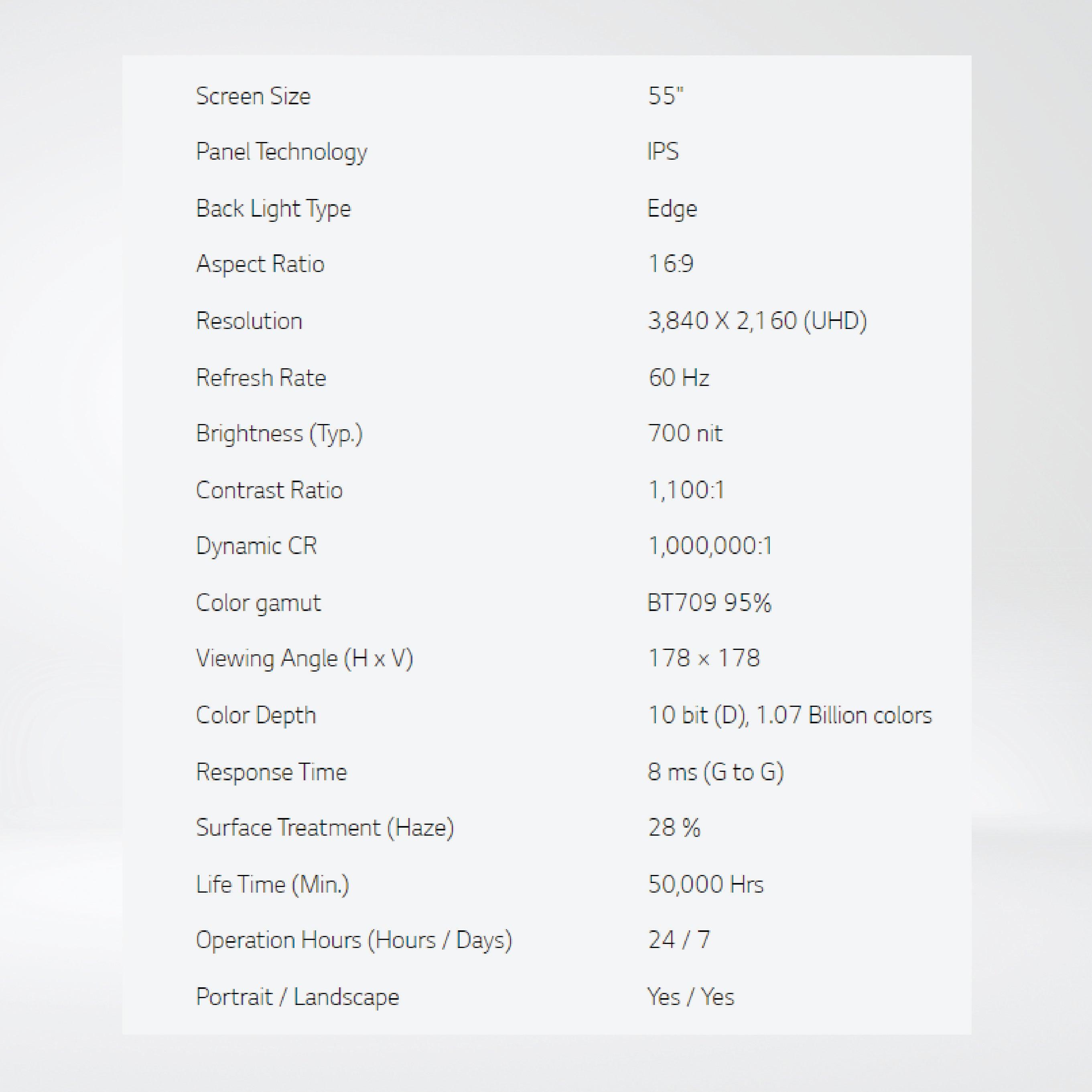 55UH7J-H 55" 700 nit New High Haze UHD Standard Signage - Riverplus