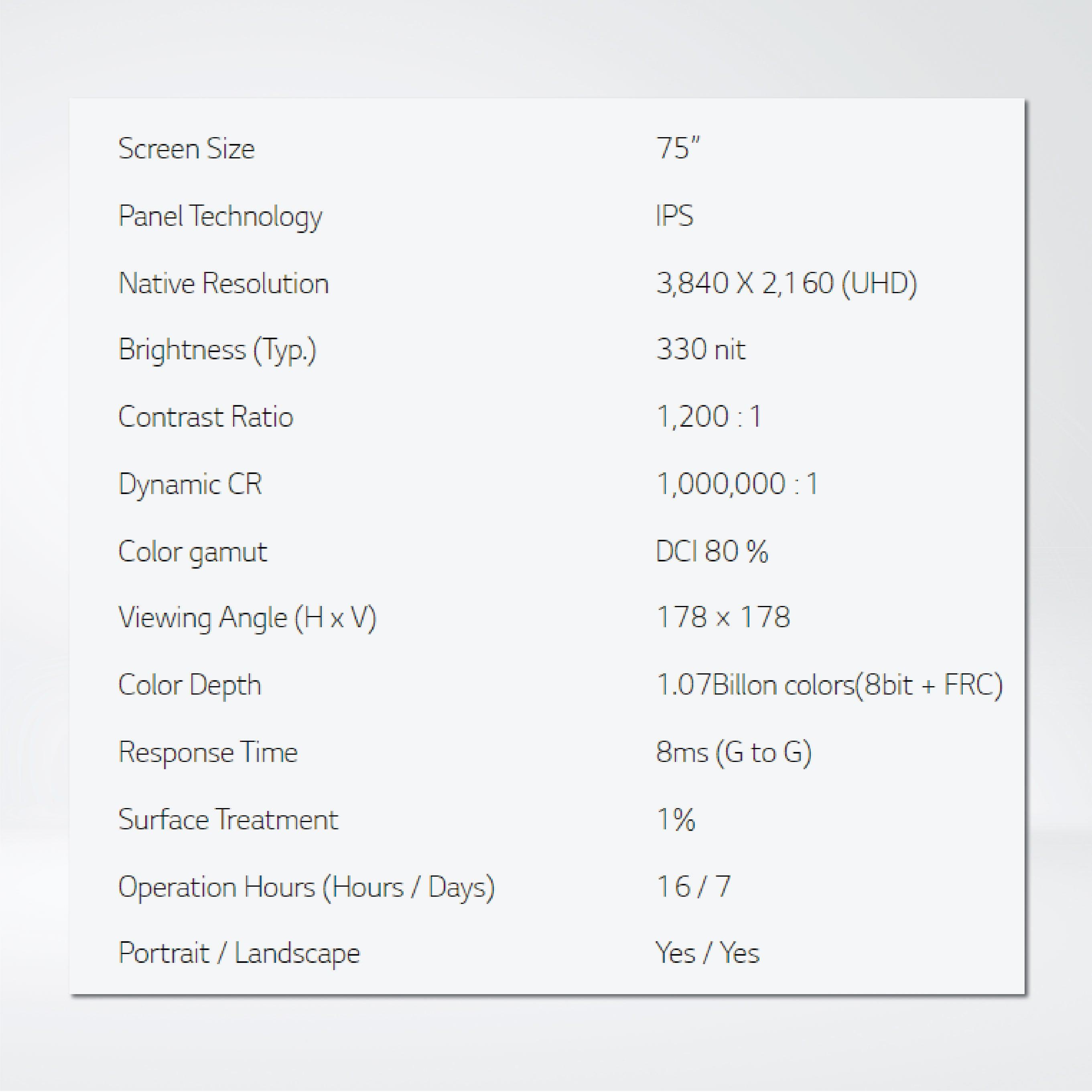 75UL3J-B 75” 330 nits webOS UHD Signage - Riverplus