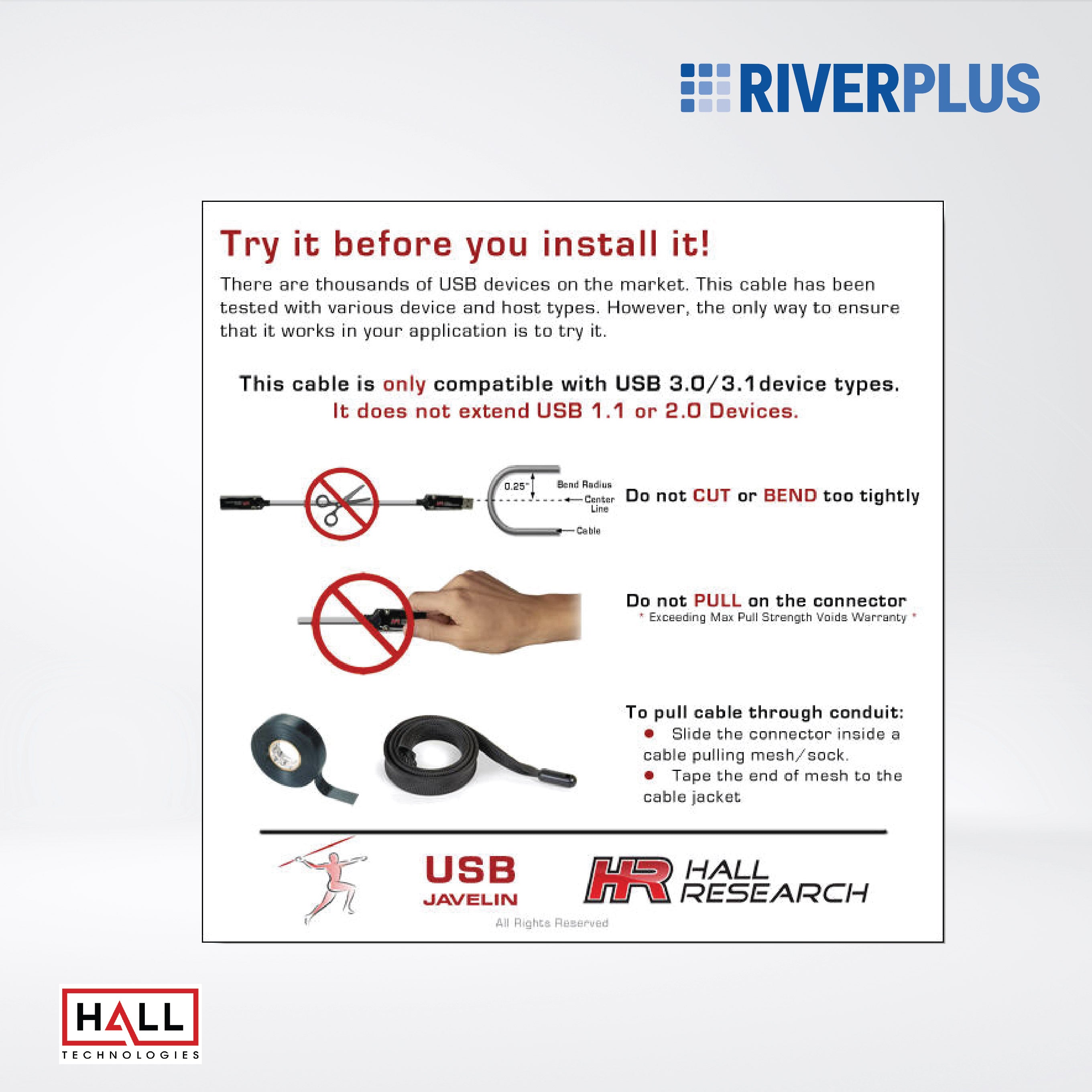 USB 3.0/3.1 Gen 1 Javelin Active Optical Plenum Cable Length 15M