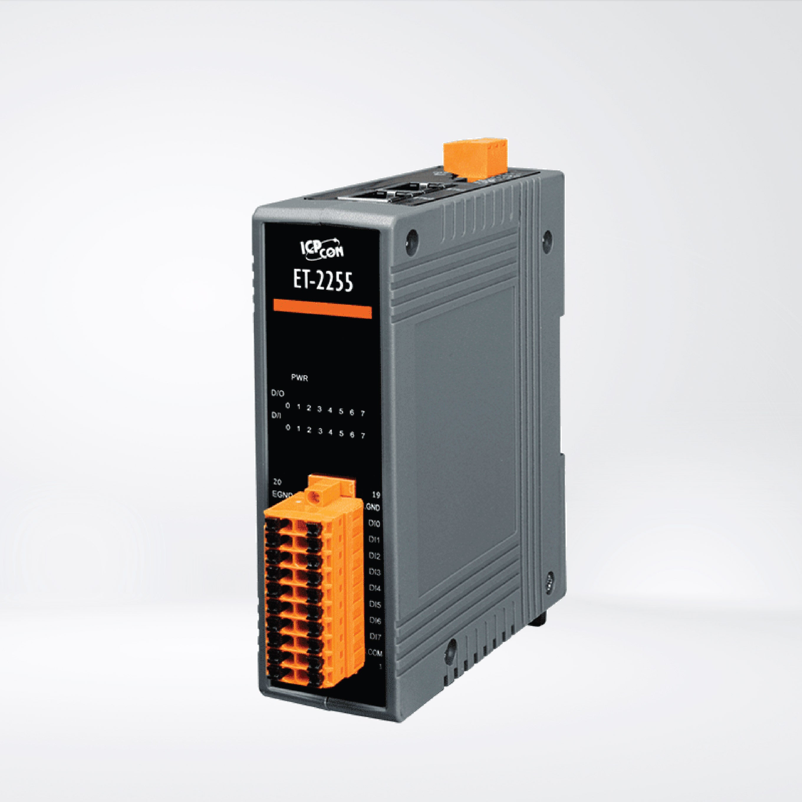 ET-2255 Ethernet I/O Module with 2-port Ethernet Switch 8-ch DI, 8-ch DO (Sink) (RoHS)