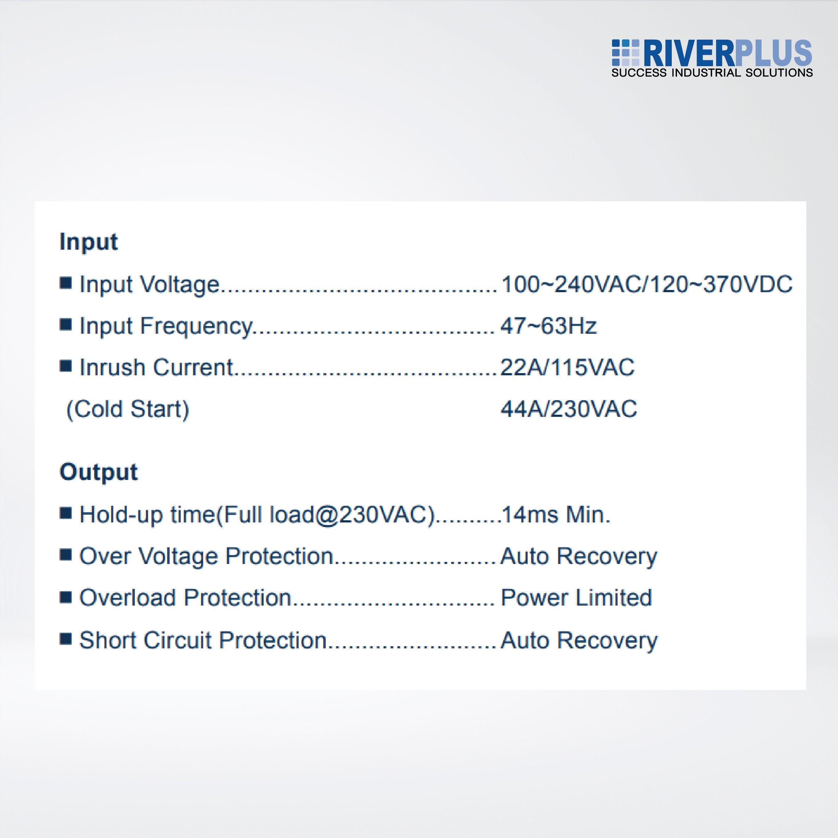 AD1024-24F 24W/1A DIN-Rail 24 VDC power supply with universal 100~240VAC/120~370VDC input - Riverplus