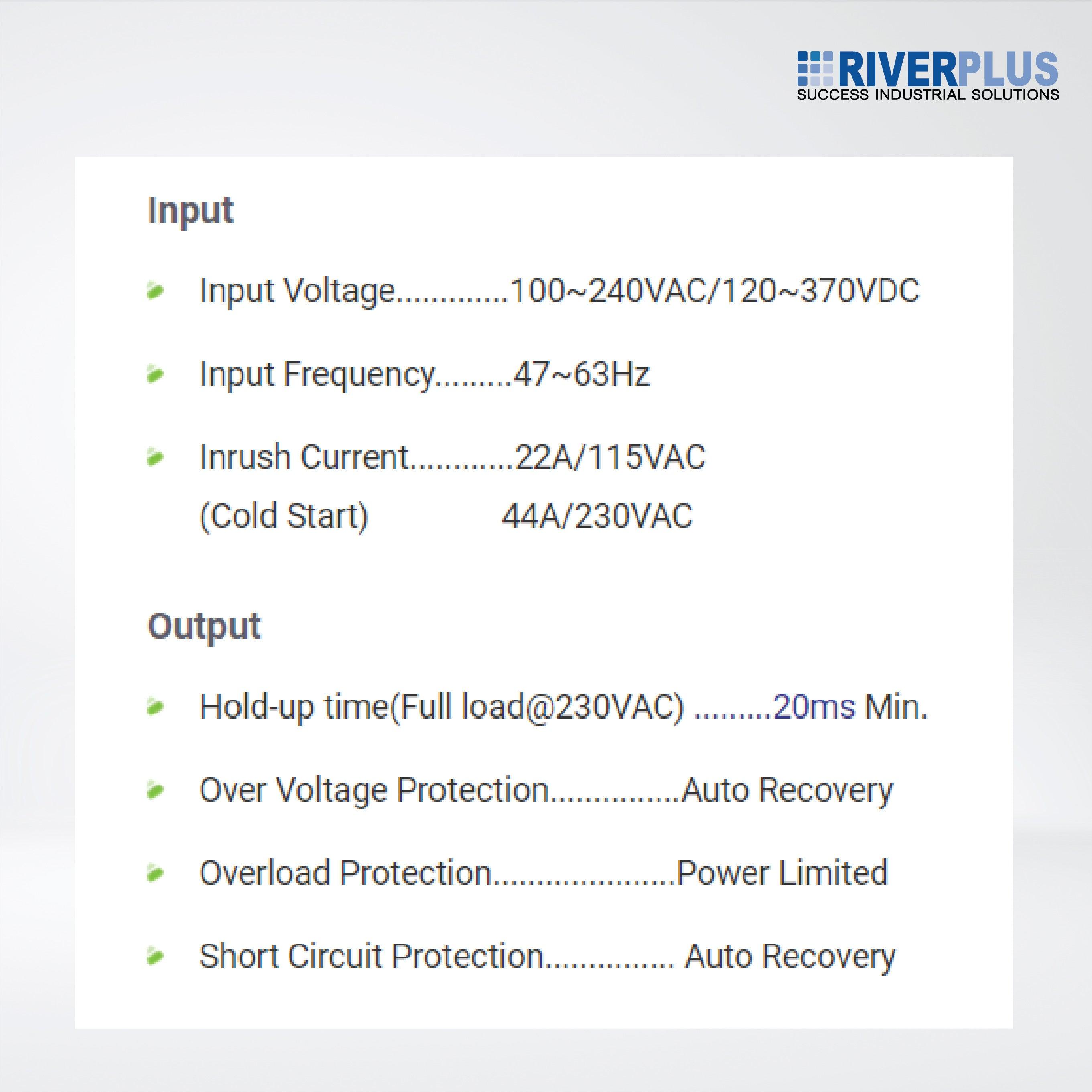 AD1048-24FS 48W/2A - 24 VDC DIN-Rail Power Supply - Riverplus