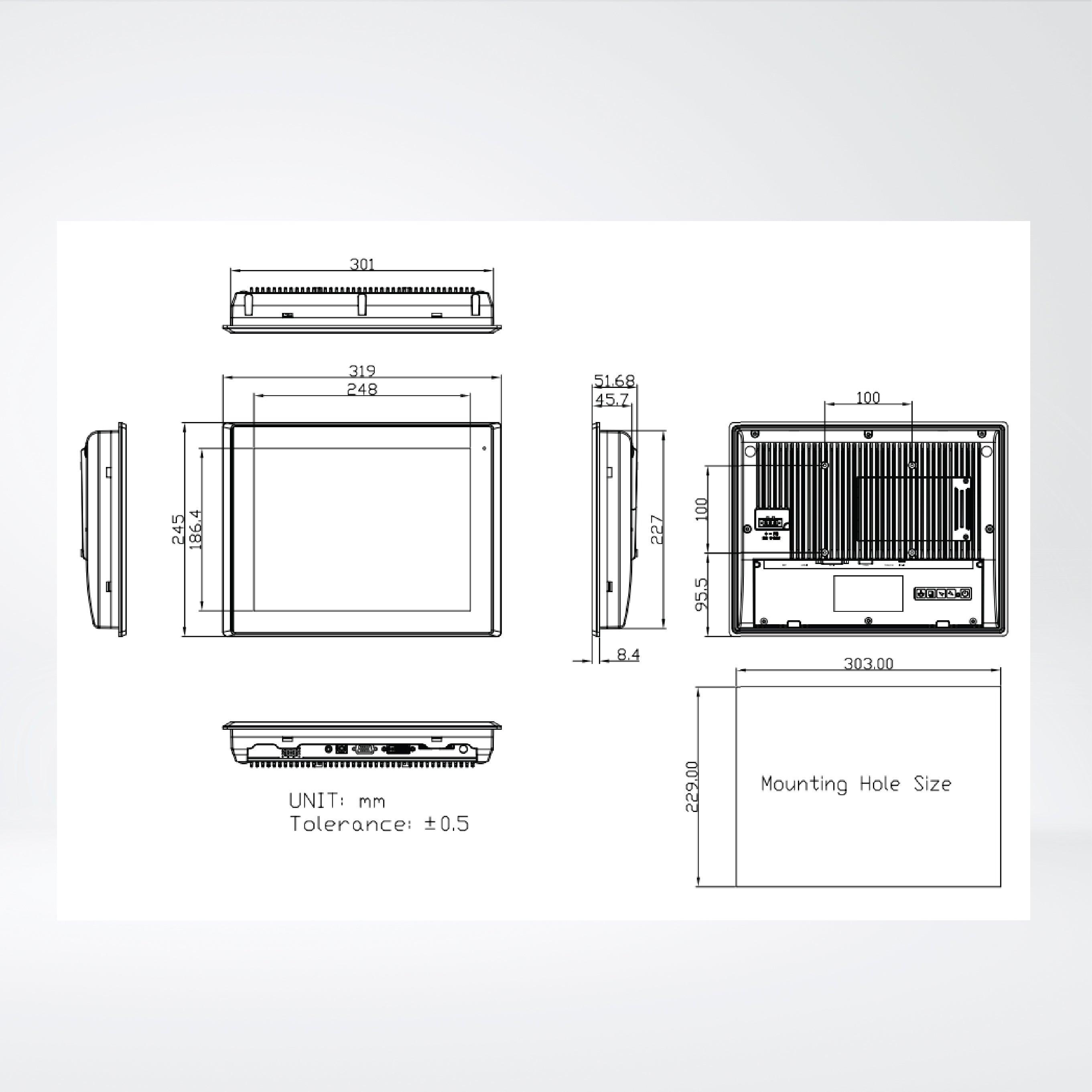 ARCDIS-112APR(H) 12.1” Front Panel IP66 Aluminum Die-casting Display - Riverplus