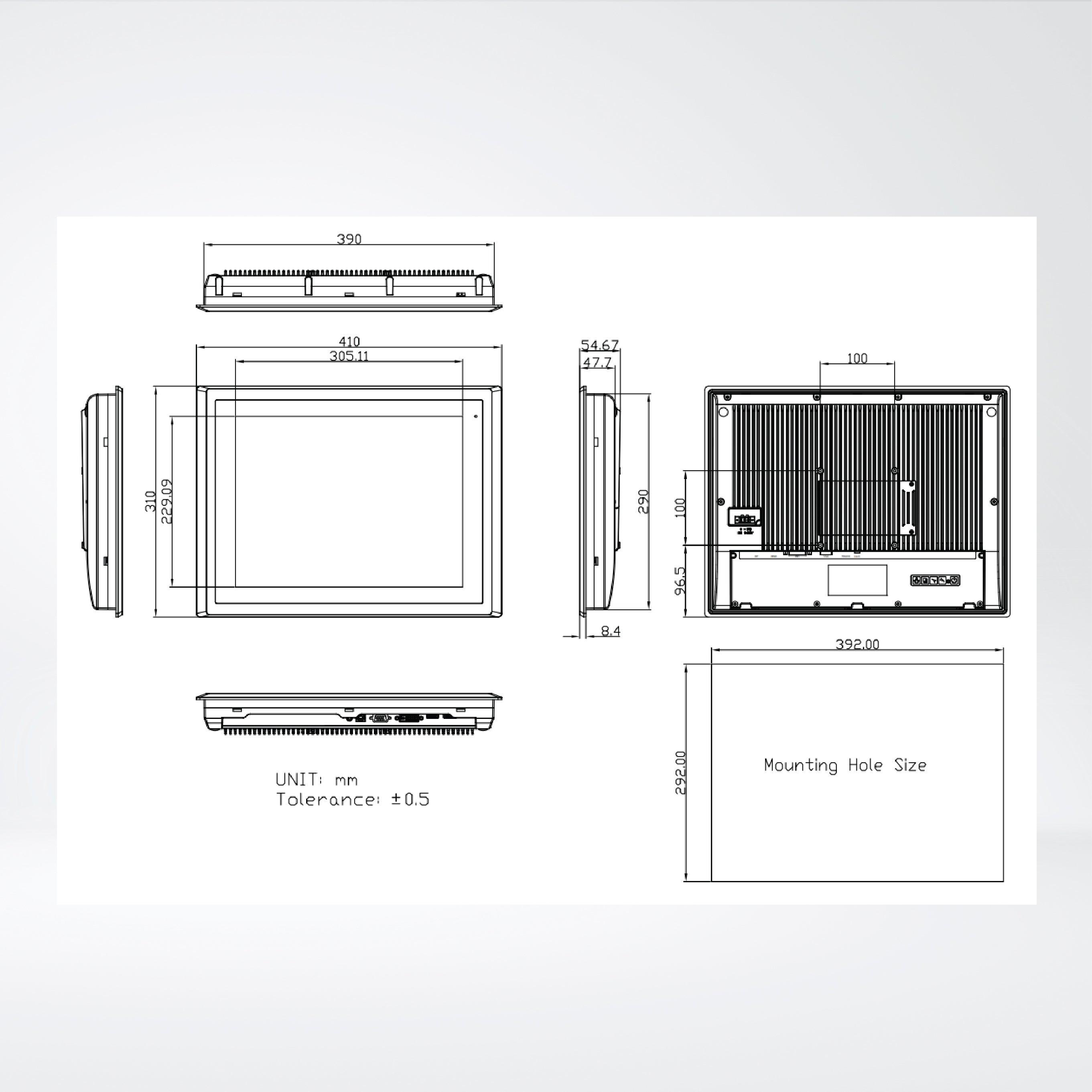 ARCDIS-115APRG(H) 15” Front Panel IP66 Aluminum Die-casting Display - Riverplus