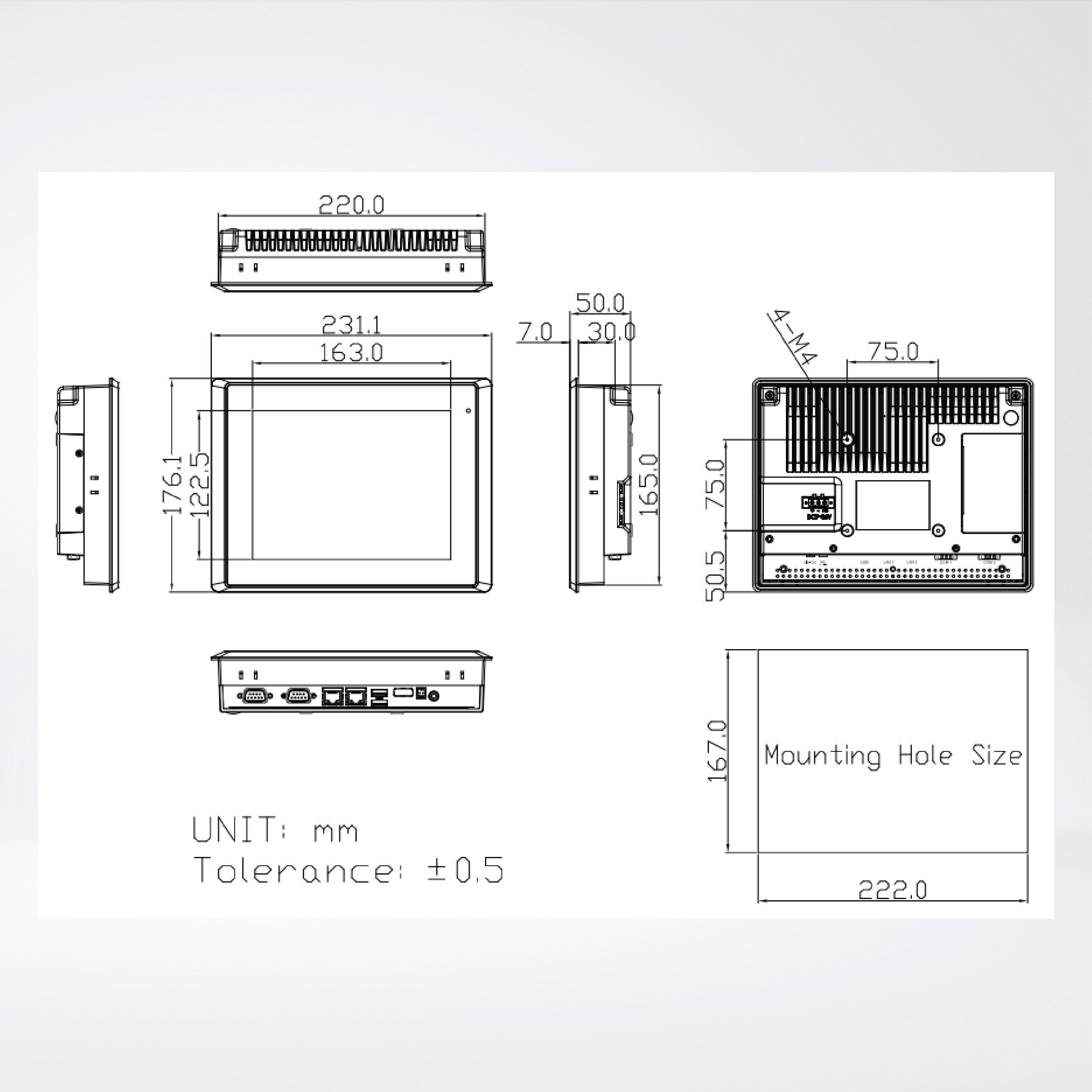 ARCHMI-808H 8" Intel Celeron N2930/ Atom E3845, Fanless Industrial Compact Size Panel PC - Riverplus