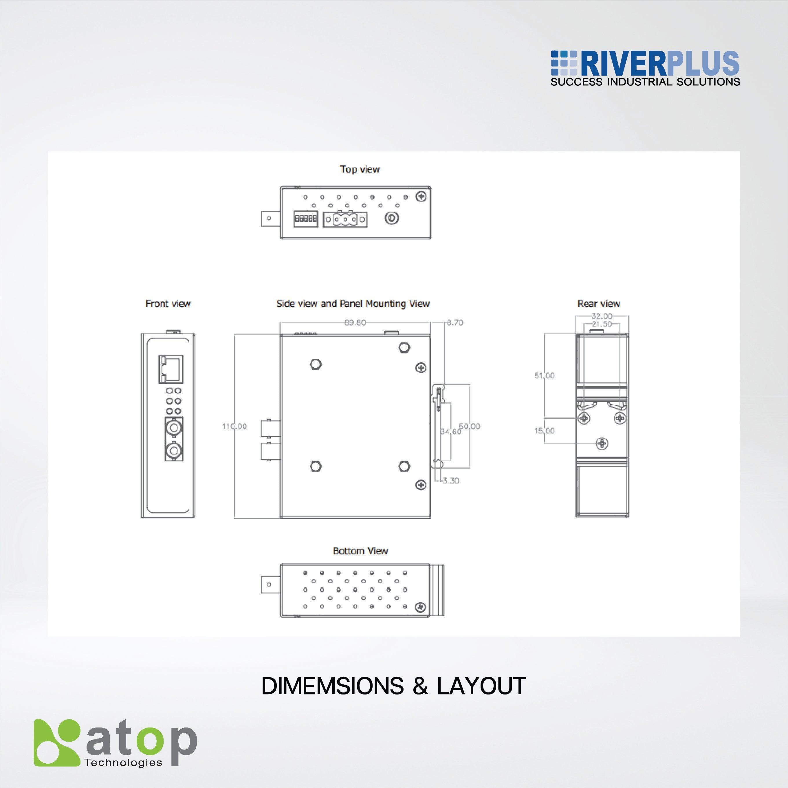 EF23-1-1Fm-SC-2 100BaseT(X) to 100BaseFX Media Converter, Multi-mode, SC connector - Riverplus