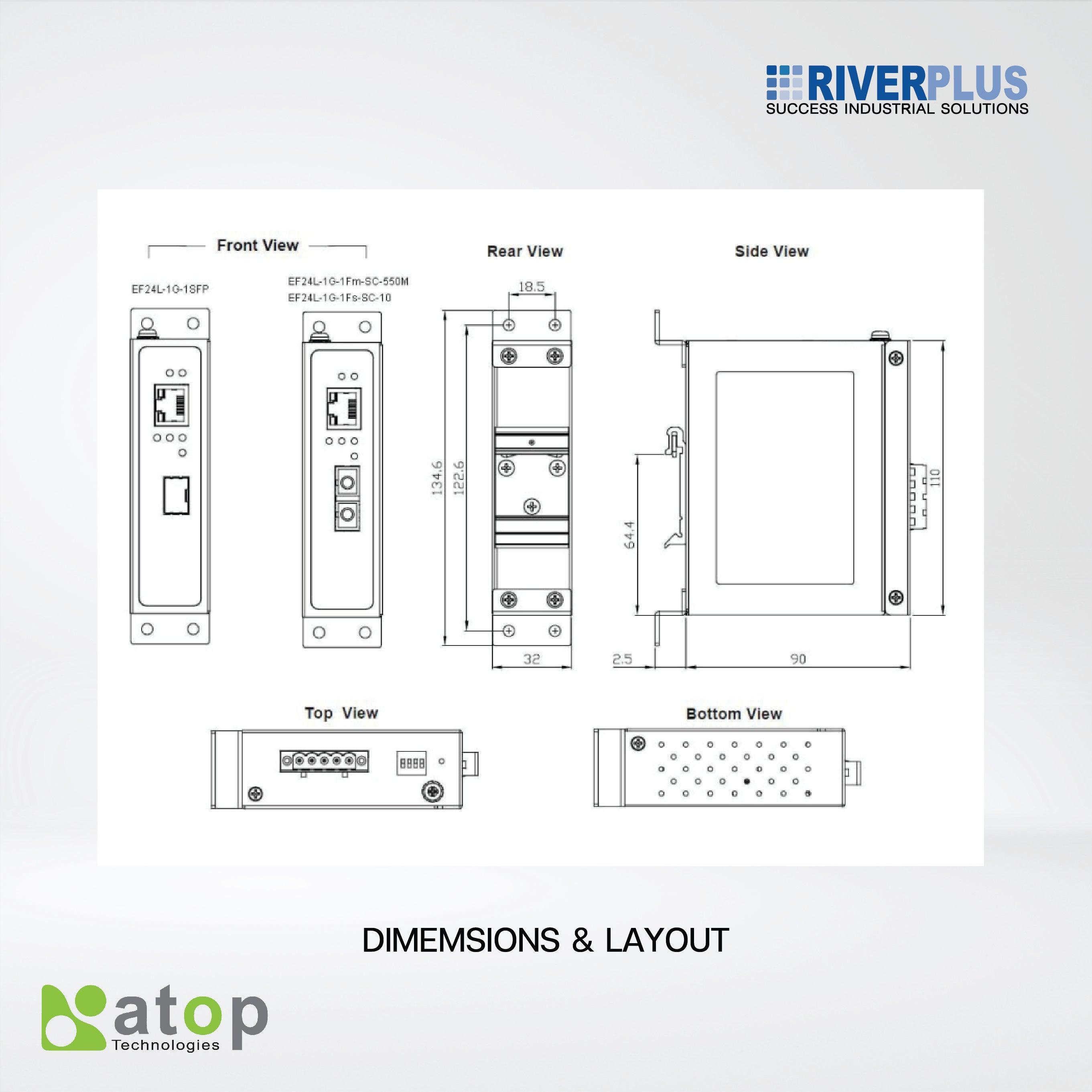 EF24L-1G-1Fs-SC-10 Industrial Gigabit Ethernet-to-Fiber Media Converter,10 KM - Riverplus