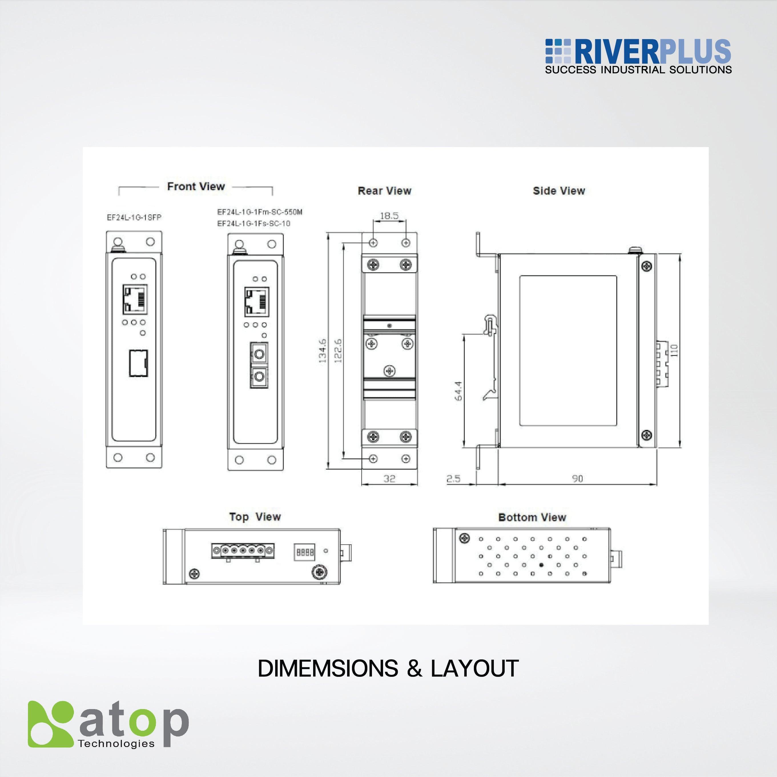 EF24L-1G-1SFP Industrial Gigabit Fast Ethernet-to-Fiber Media Converter, SFP - Riverplus