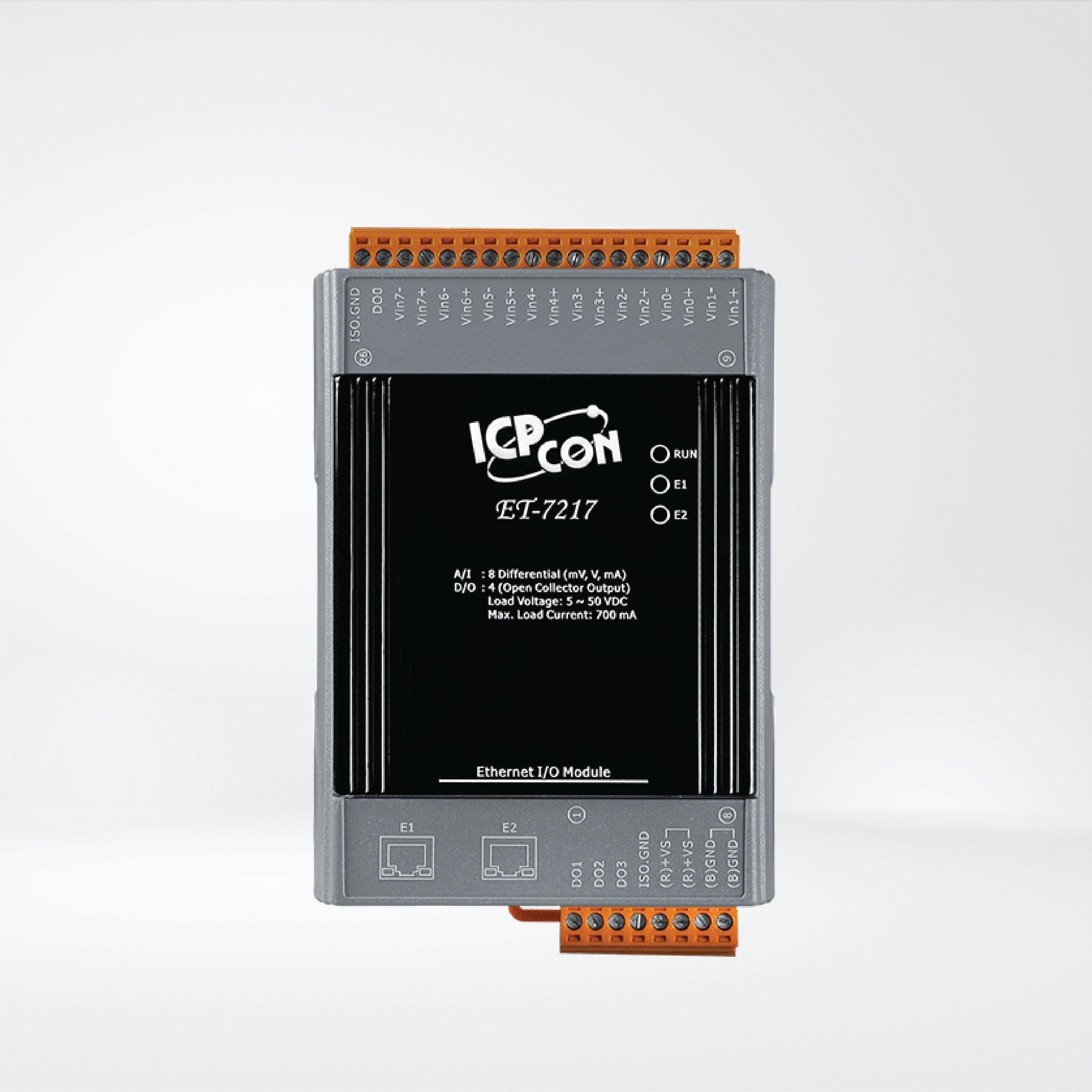 ET-7217 Ethernet I/O Module 2-port Ethernet Switch, 8-ch AI and 4-ch DO - Riverplus