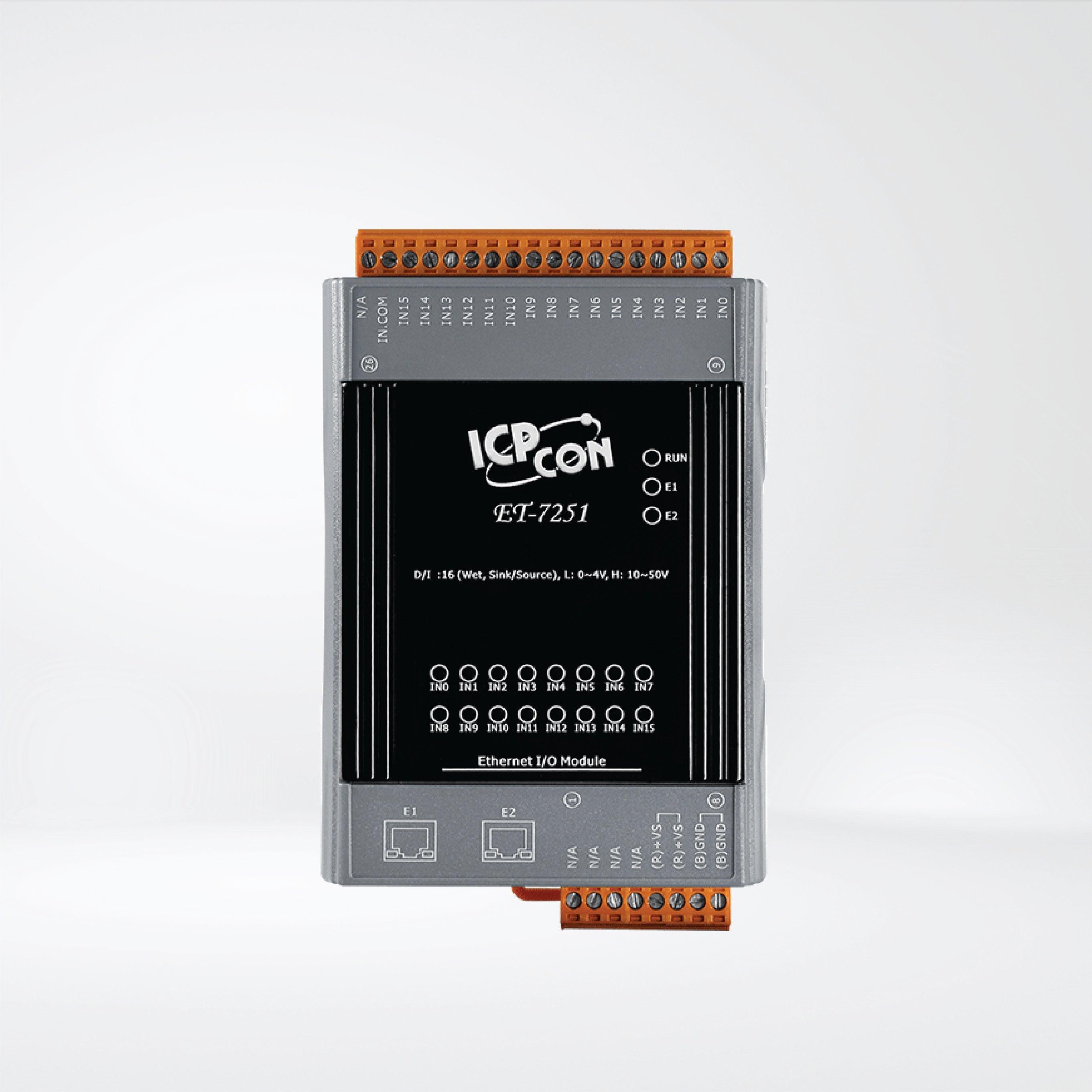 ET-7251 Ethernet I/O Module 2-port Ethernet Switch and 16-ch DI - Riverplus