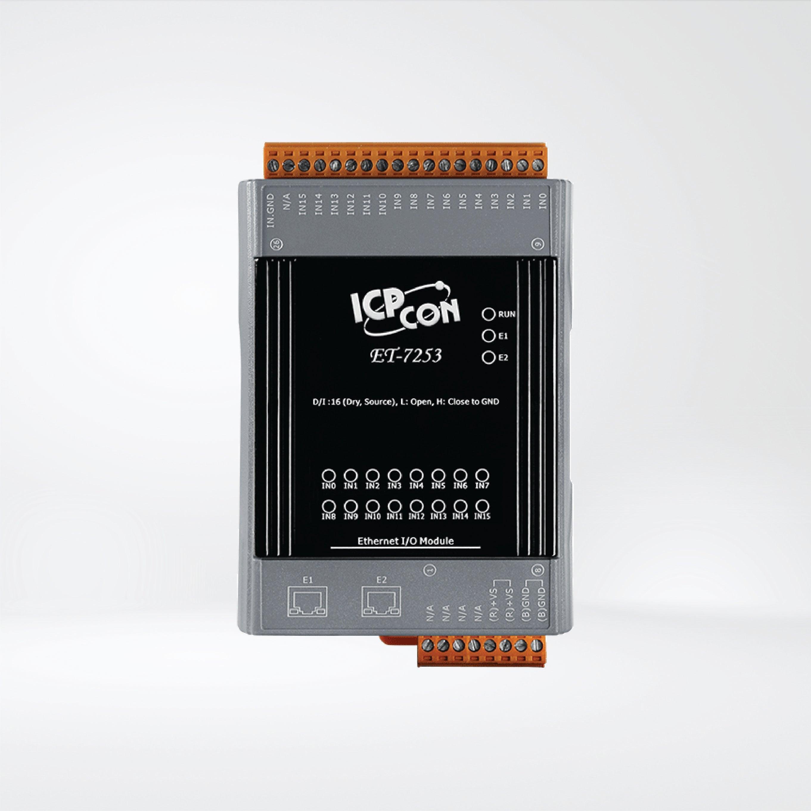 ET-7253 Ethernet I/O Module 2-port Ethernet Switch and 16-ch DI - Riverplus