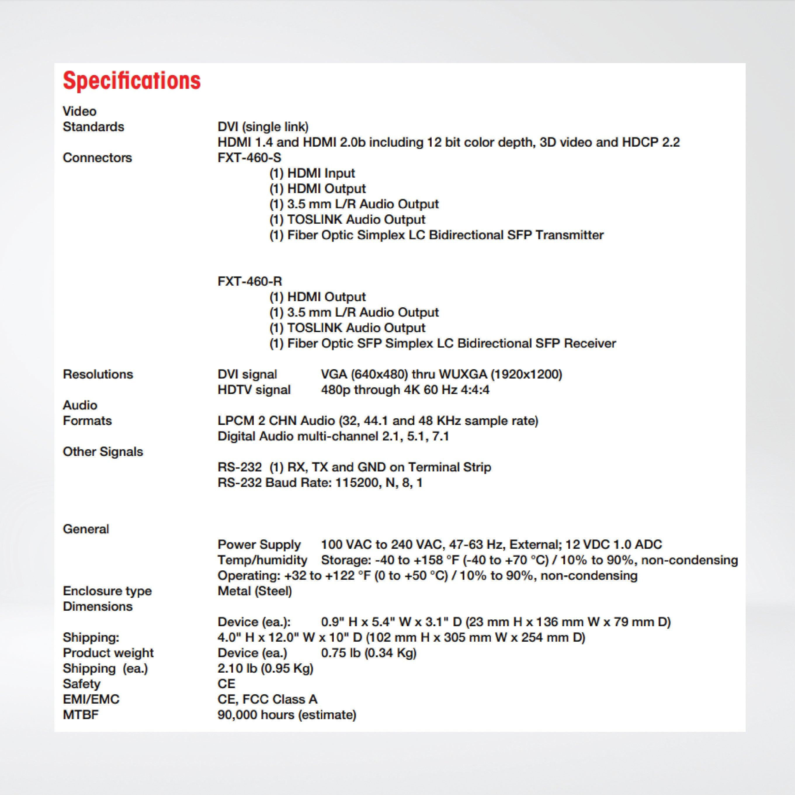 FXT-460-R 4K HDMI 2.0 Fiber Optic Extender - Riverplus