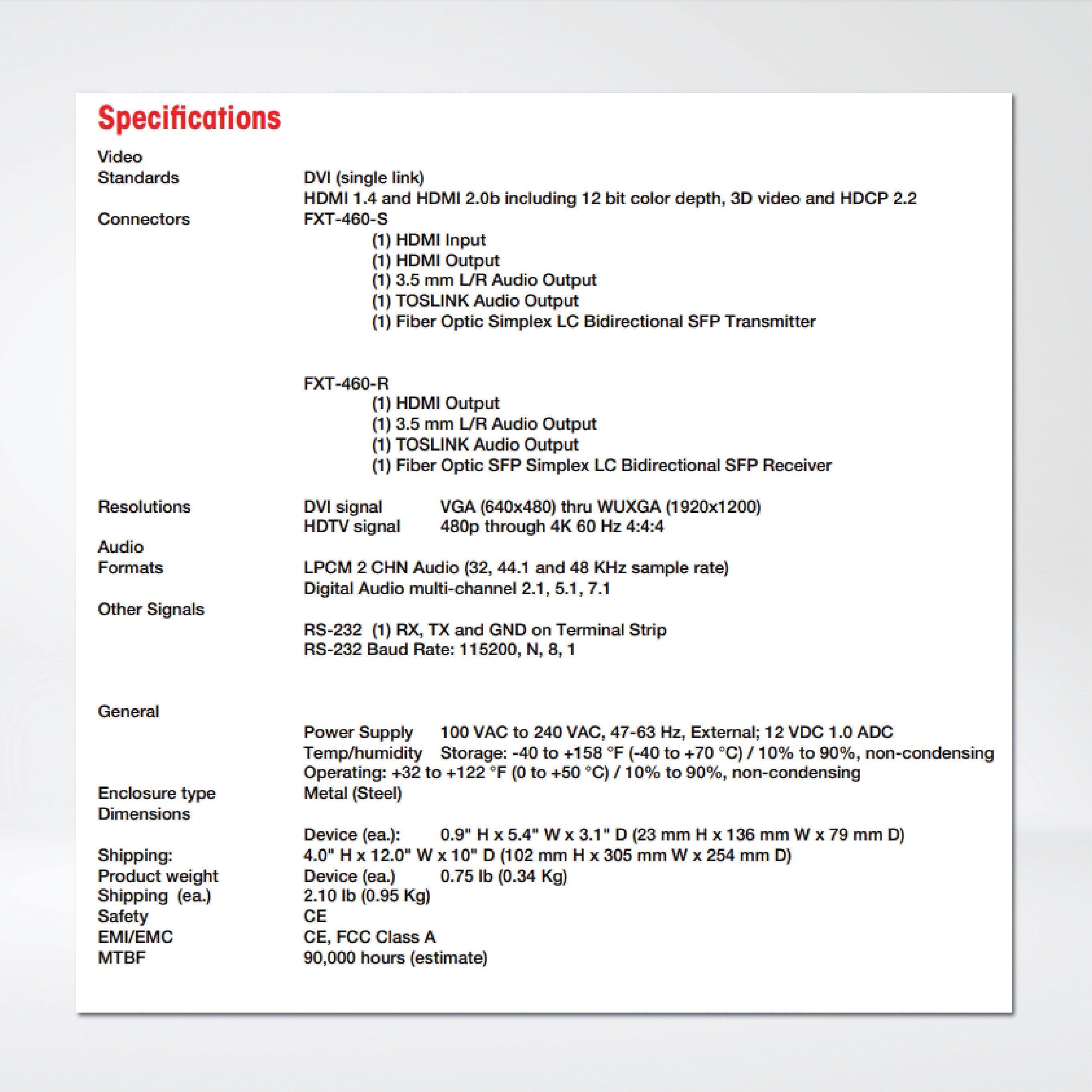 FXT-460-S 4K HDMI 2.0 Fiber Optic Extender - Riverplus