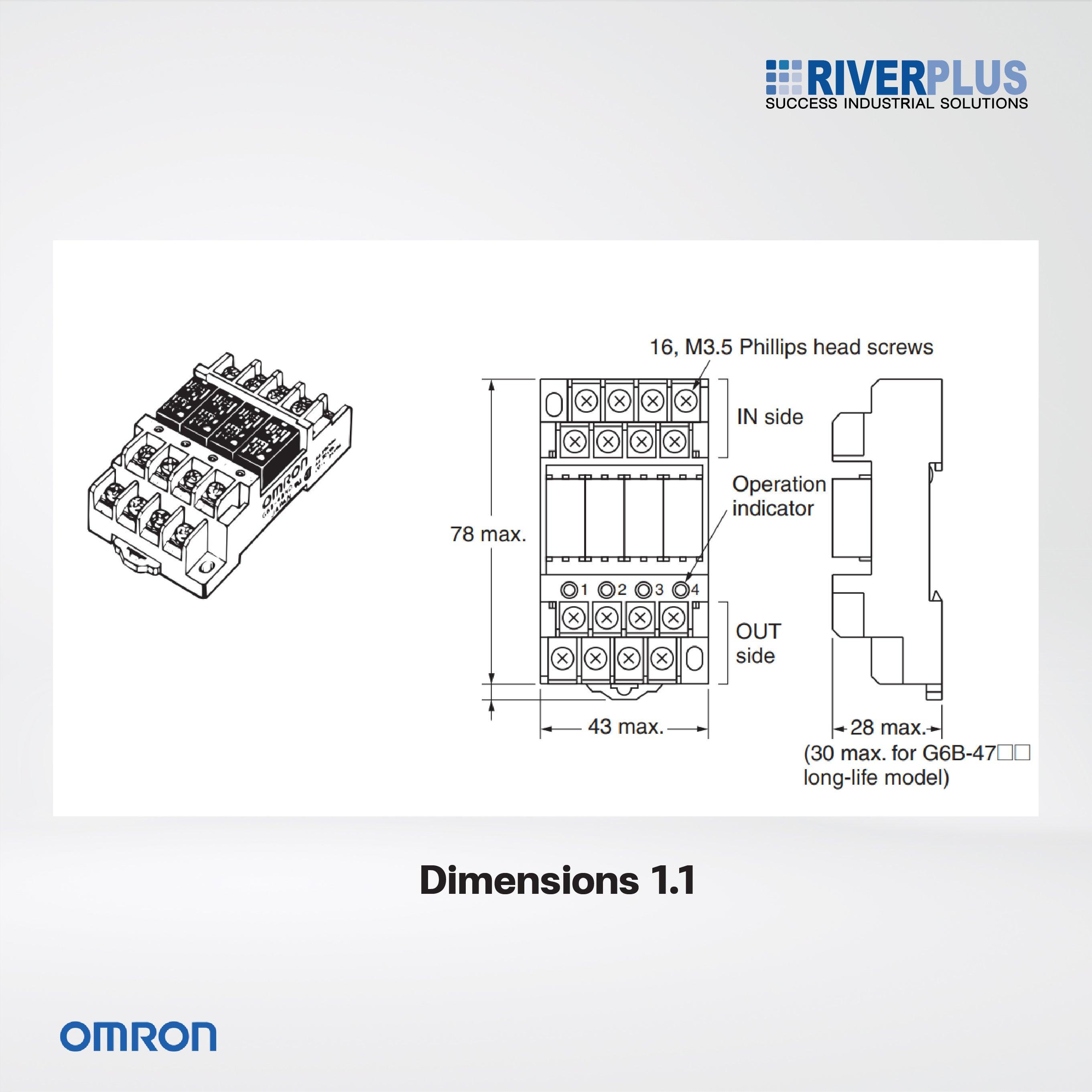 G6B-4BND DC24 Terminal relay, 4PST, standard, DIN Track/screw mount - Riverplus