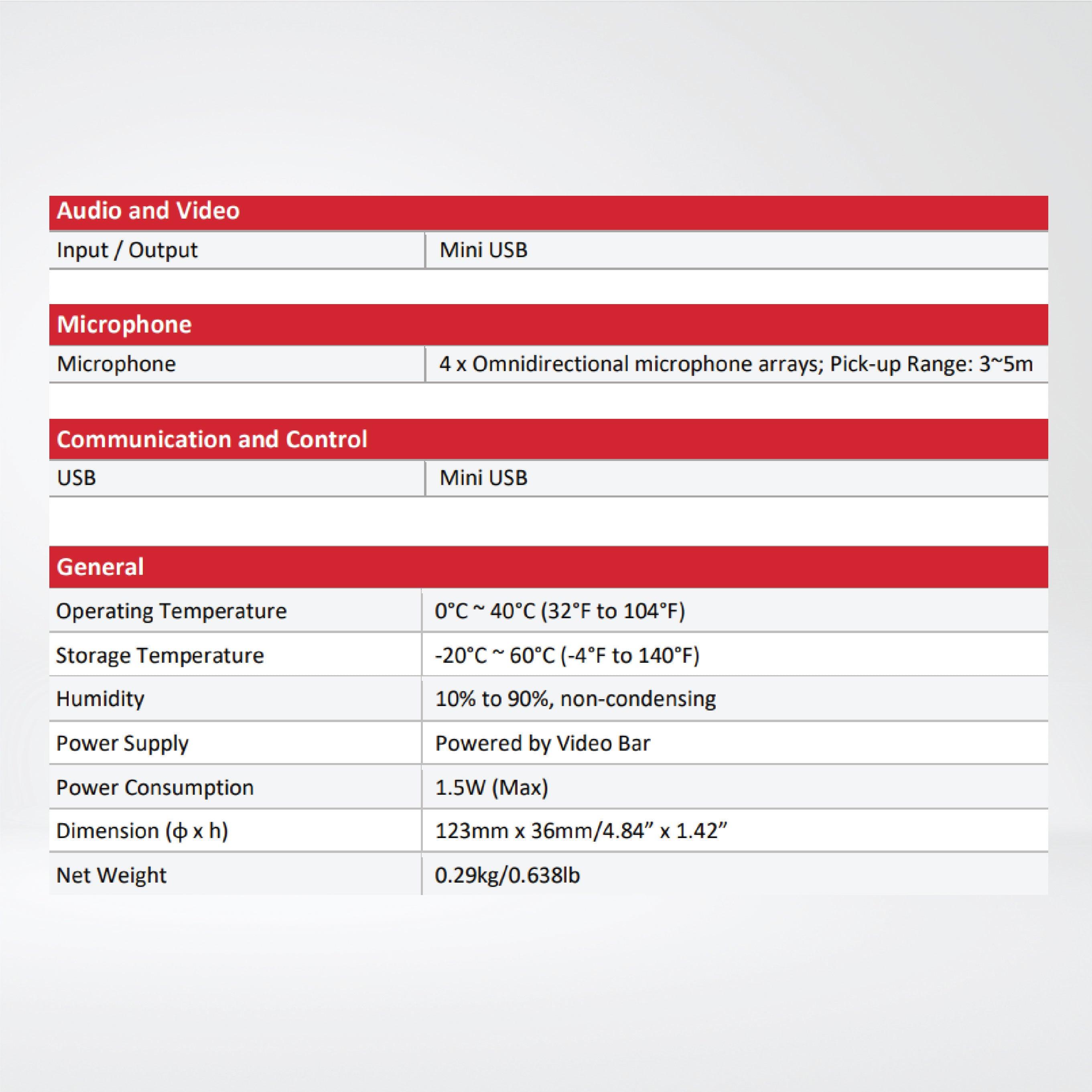 HT-SATELLITE-EXT Add-On Microphone for the Mercury Video Bar - Riverplus