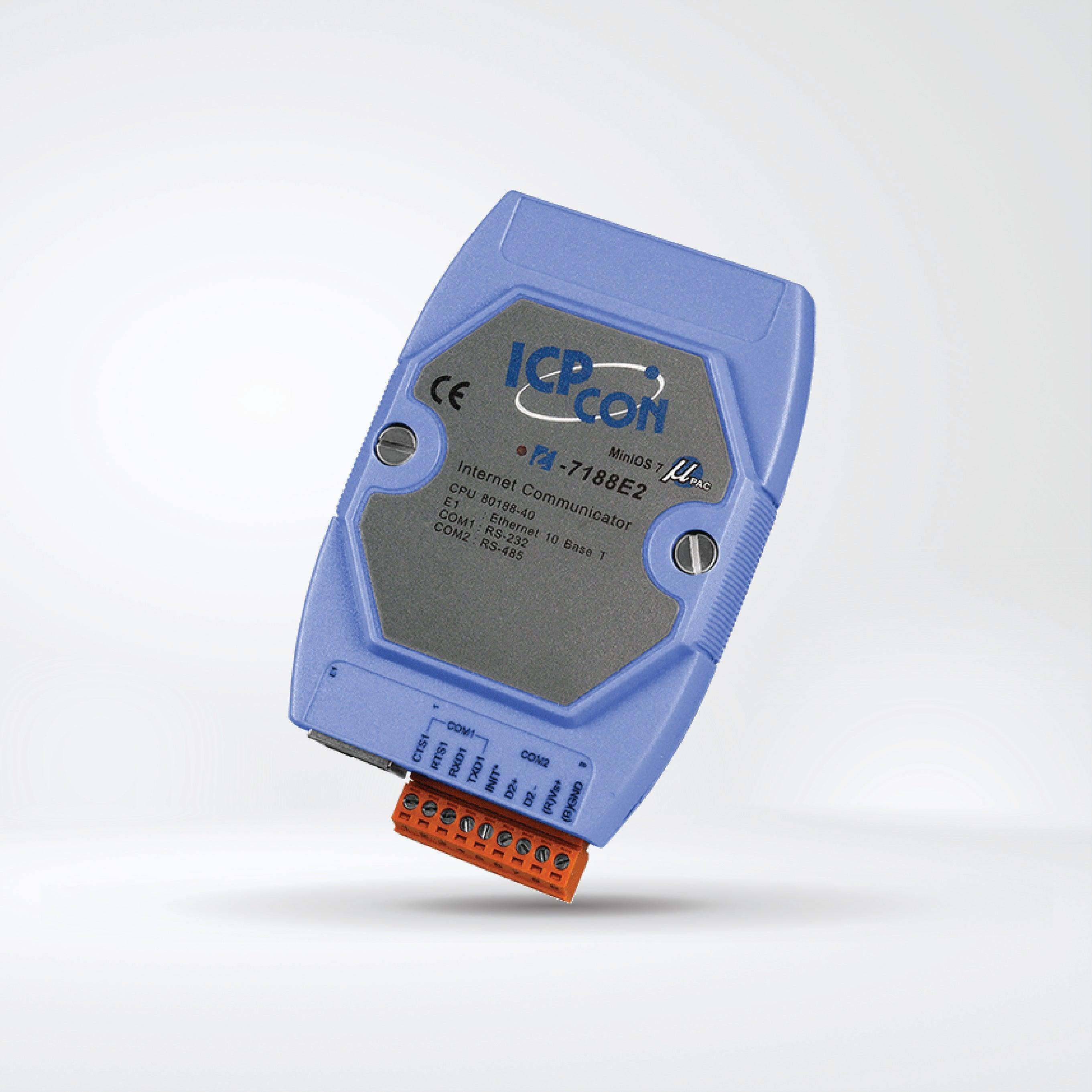 I-7188E2 Programmable Ethernet to 2x serial ports converter (1x RS-232, 1x RS-485) - Riverplus