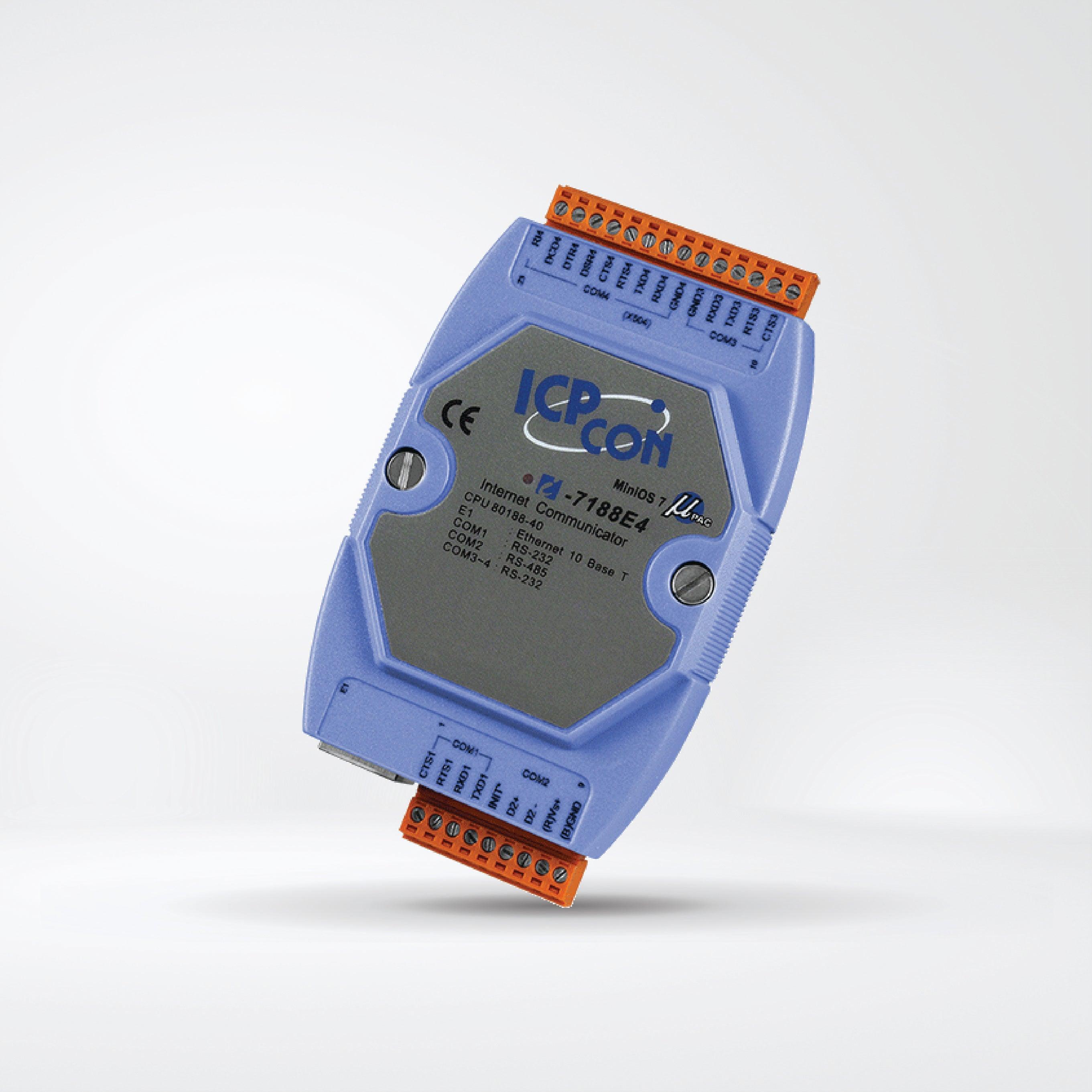 I-7188E4 Programmable Ethernet to 4x serial ports converter (3x RS-232, 1x RS-485) - Riverplus