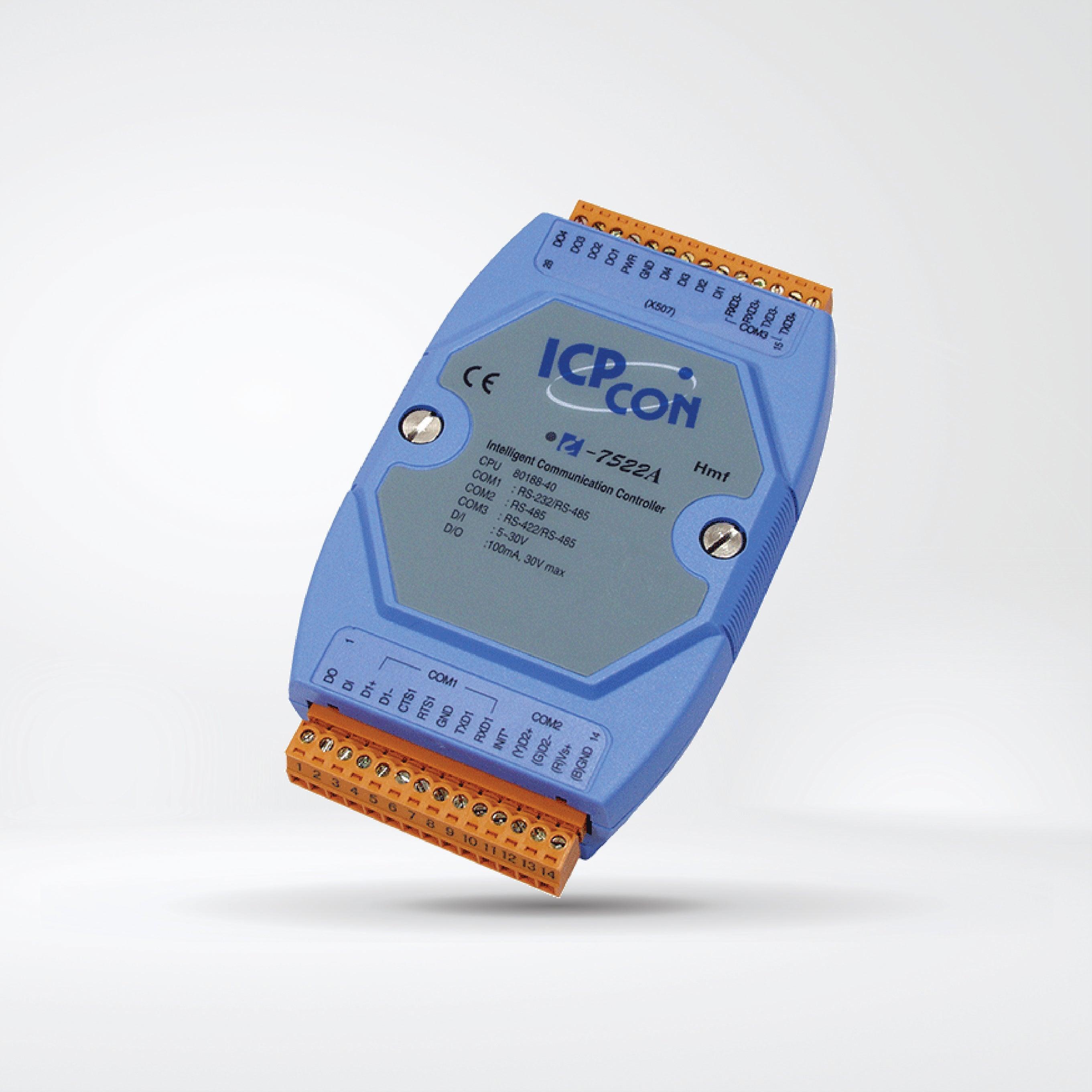 I-7522A Addressable RS-485 to 2 x RS-232/RS-422/RS-485 Converter with 5 DI and 5 DO (Blue Cover) - Riverplus