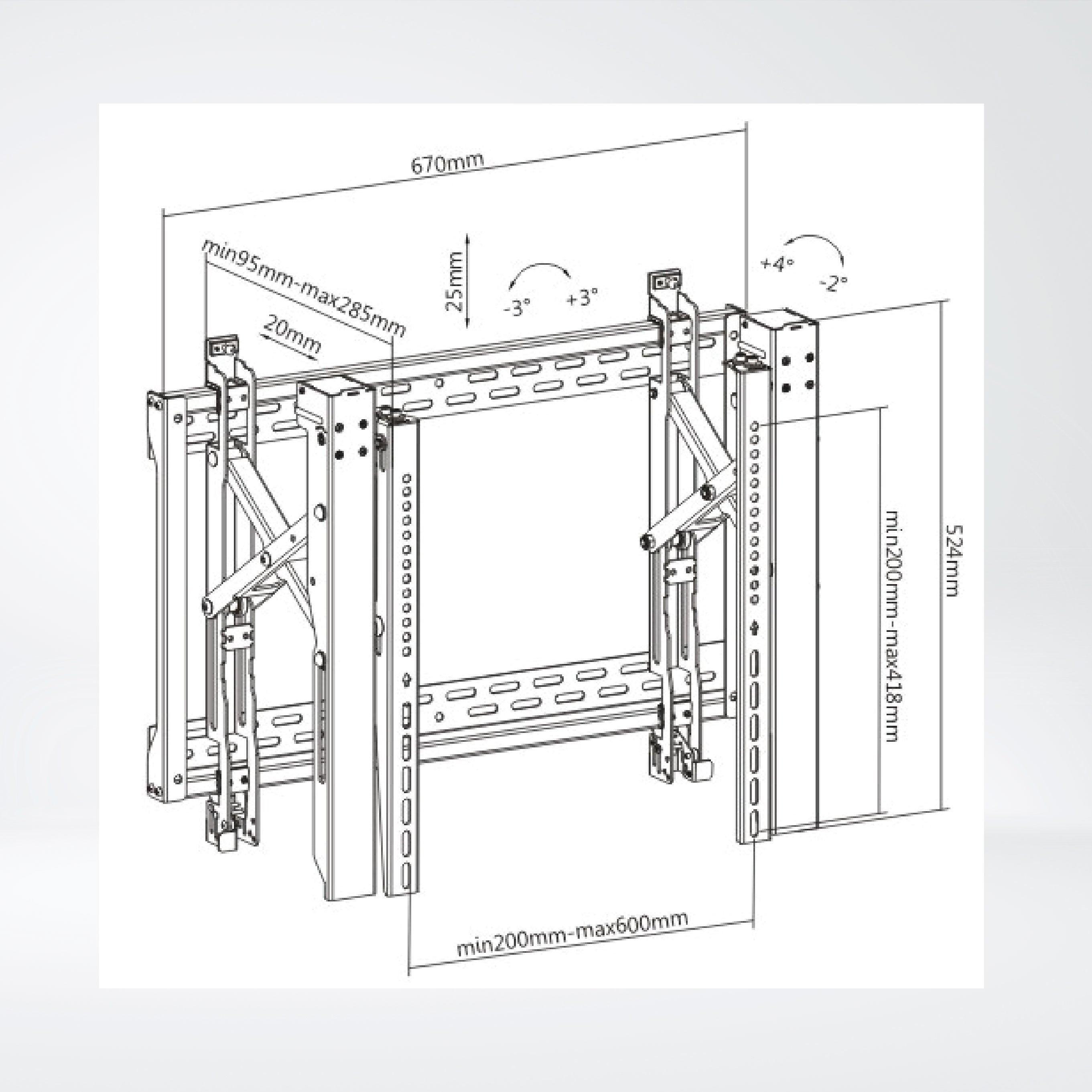 LVW06-46T POP-OUT LANDSCAPE VIDEO WALL MOUNT For most 45"-70" LED, LCD flat panel TVs - Riverplus