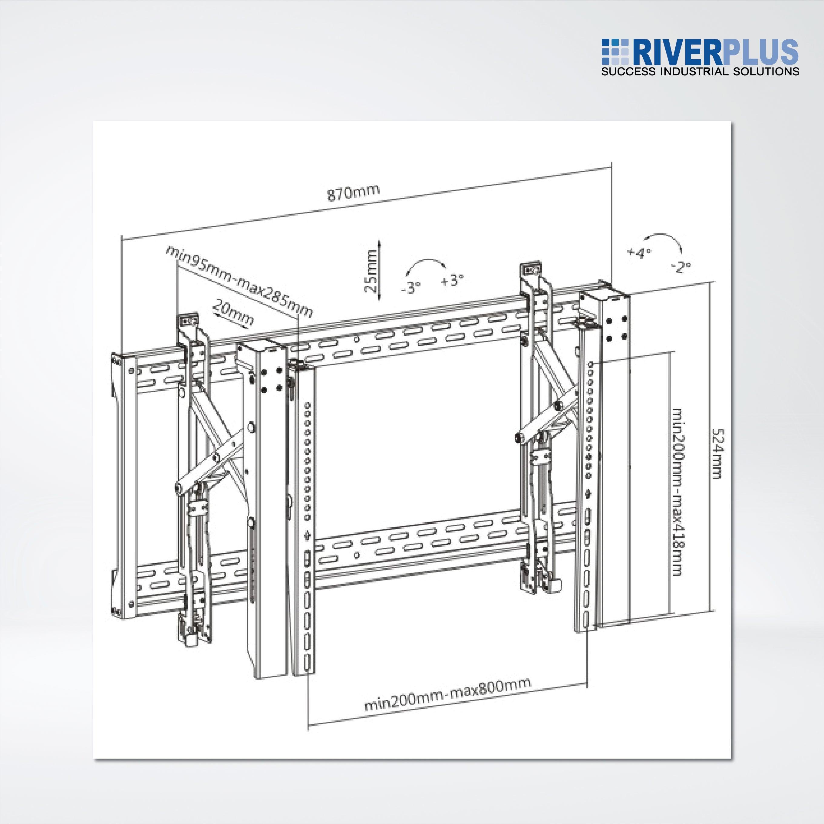 LVW06-48T POP-OUT LANDSCAPE VIDEO WALL MOUNT For most 45"-80" LED, LCD flat panel TVs - Riverplus