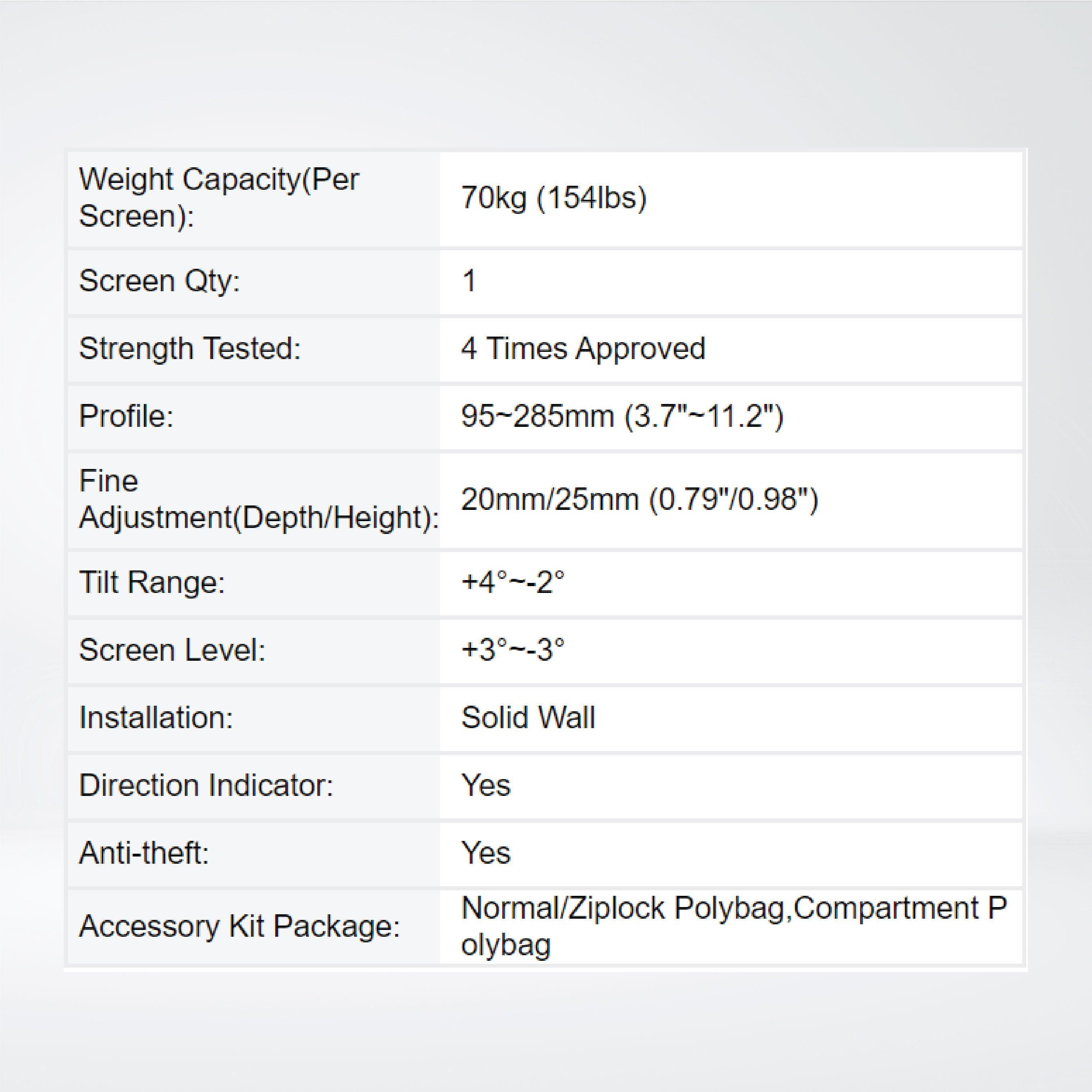 LVW06-48T POP-OUT LANDSCAPE VIDEO WALL MOUNT For most 45"-80" LED, LCD flat panel TVs - Riverplus