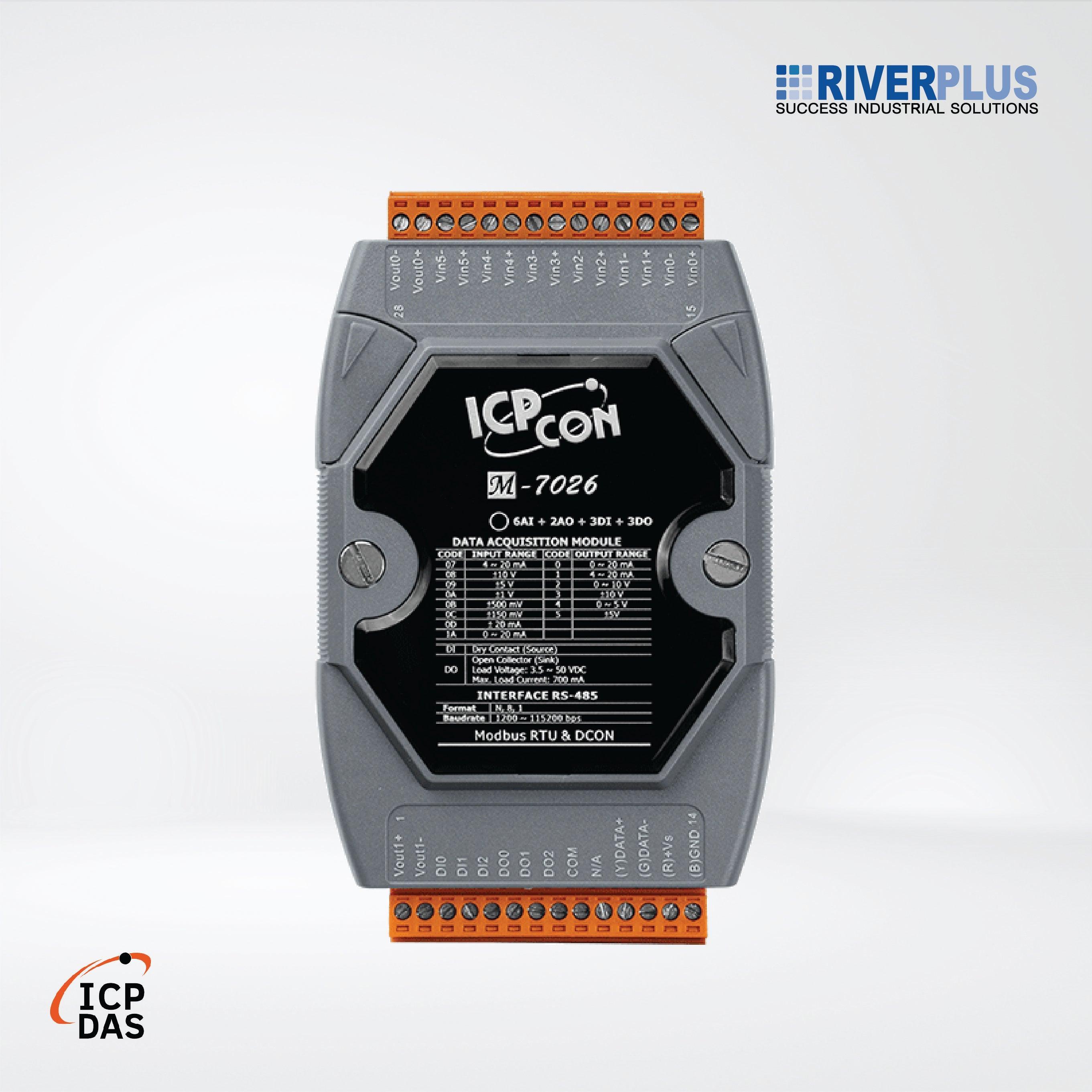 M-7026-G 6-ch AI, 2-ch AO, 3-ch DI and 3-ch DO Module - Riverplus