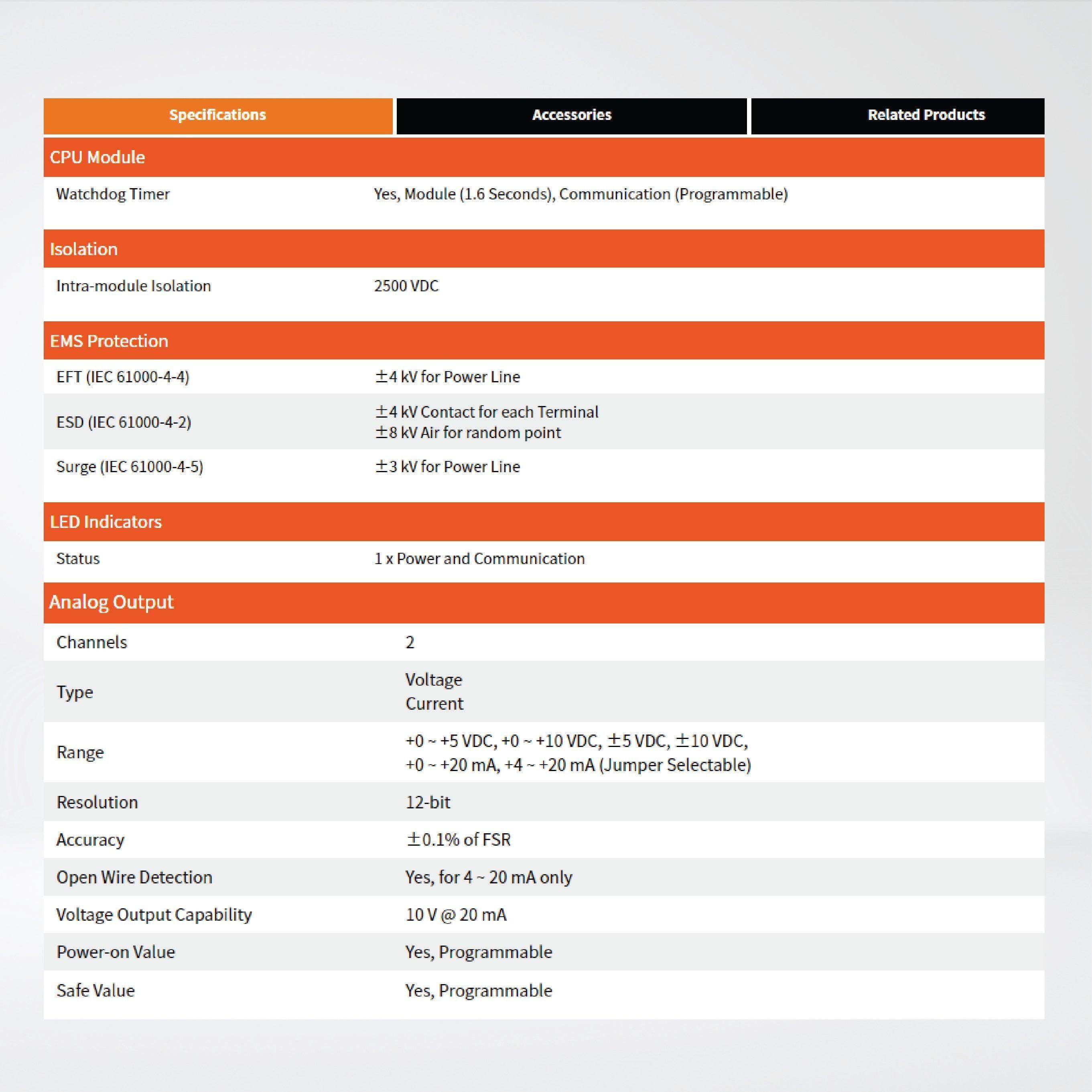 M-7026-G 6-ch AI, 2-ch AO, 3-ch DI and 3-ch DO Module - Riverplus