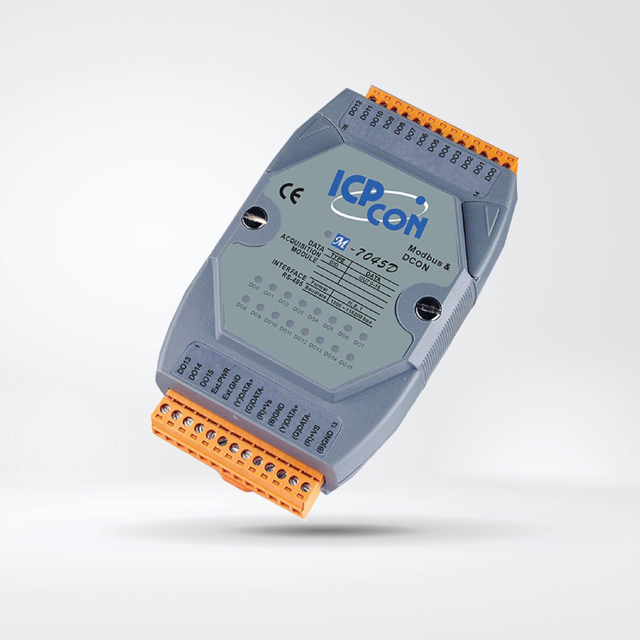 M-7045D-G 16-ch Isolated (Source, PNP, 10~40 VDC) DO Module LED Display - Riverplus