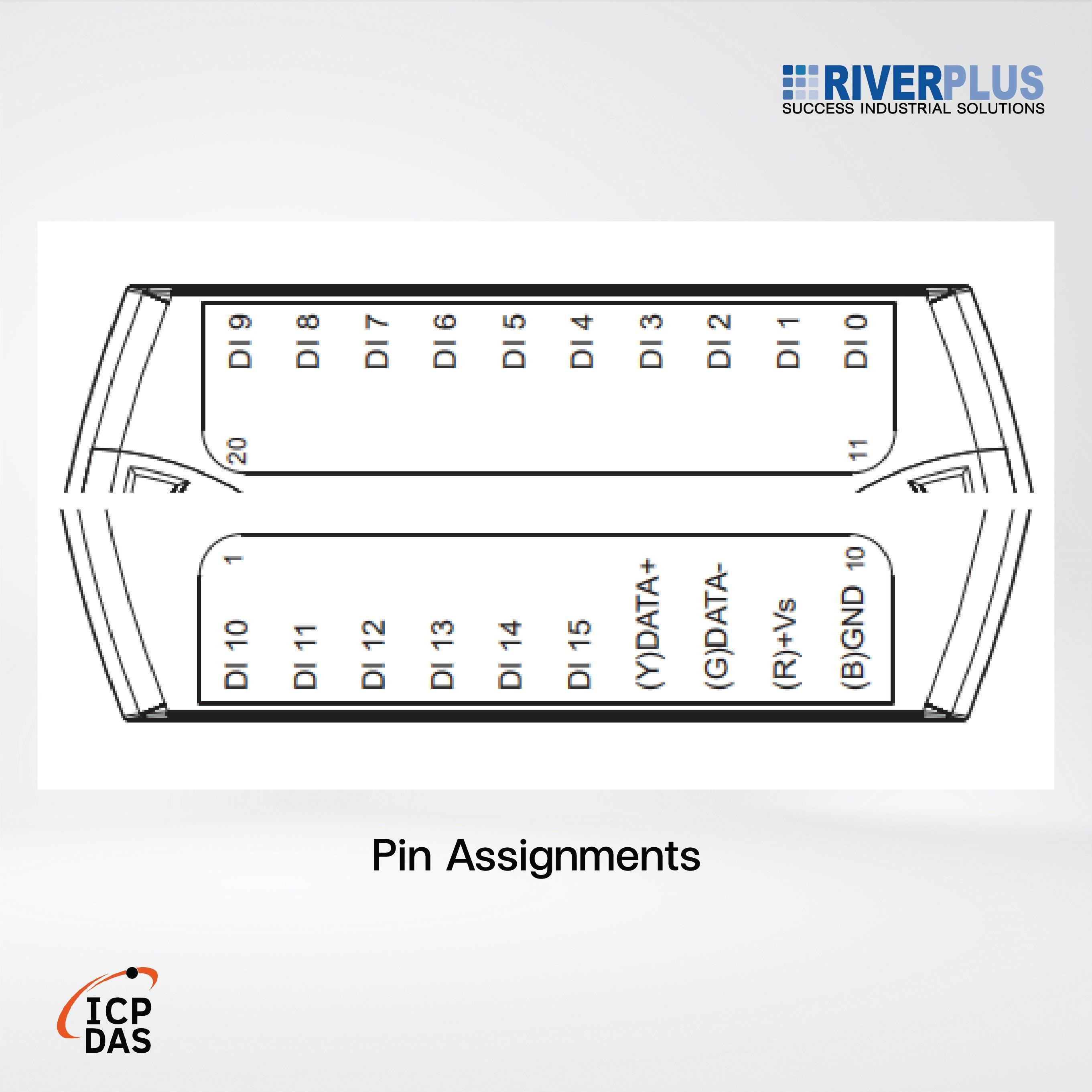 M-7053D-G 16-ch Non-isolated (Dry) DI Module LED Display - Riverplus