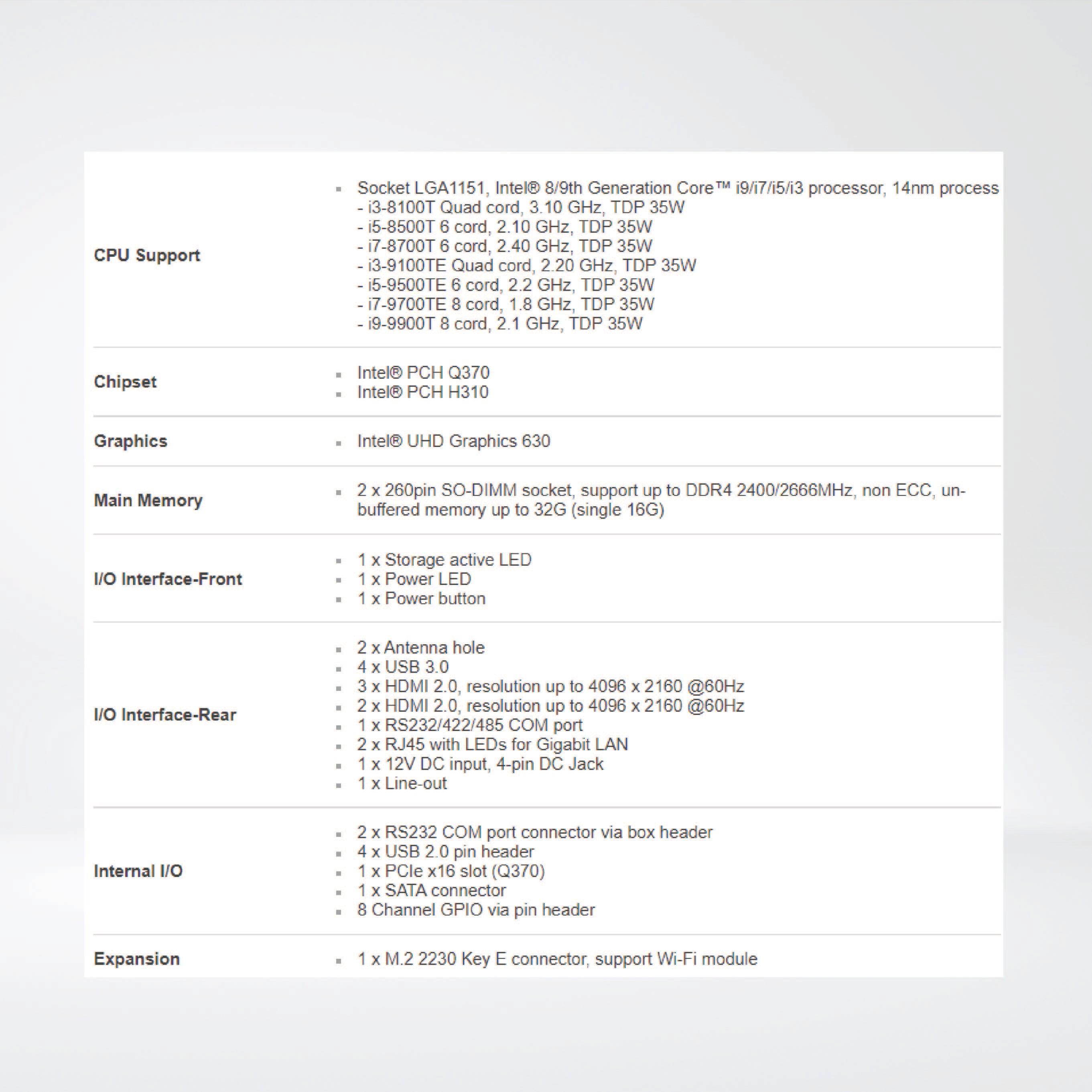 Neu-X300-H310 8th Generation Intel® Core™ processor slim and fanless system with PCH H310 - Riverplus
