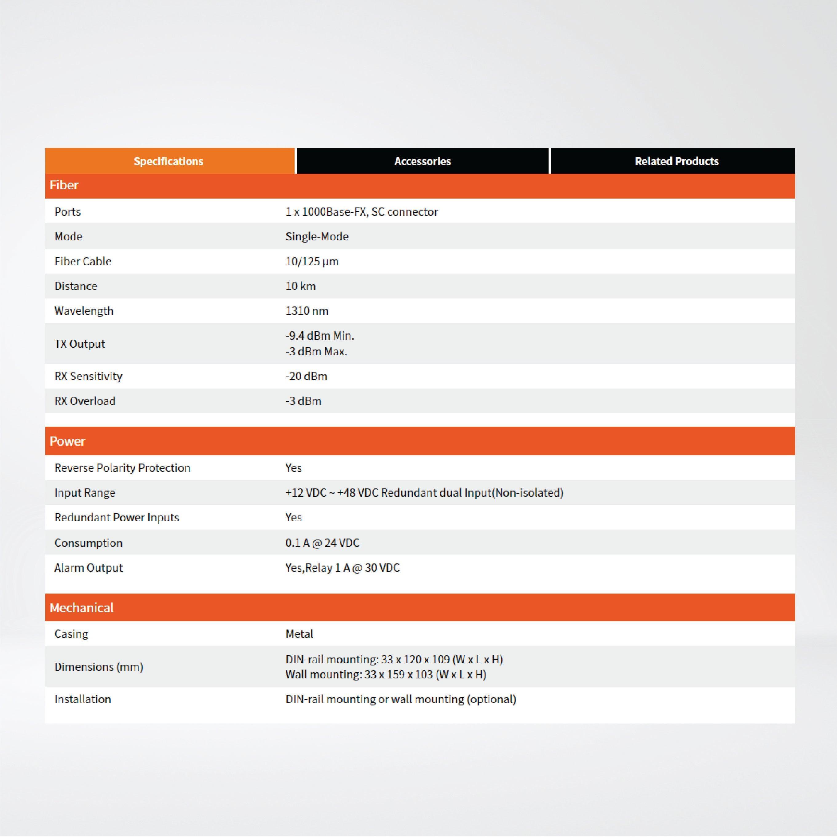 NSM-200LX 1000Base-T to 1000Base-LX Fiber Media Converter - Riverplus