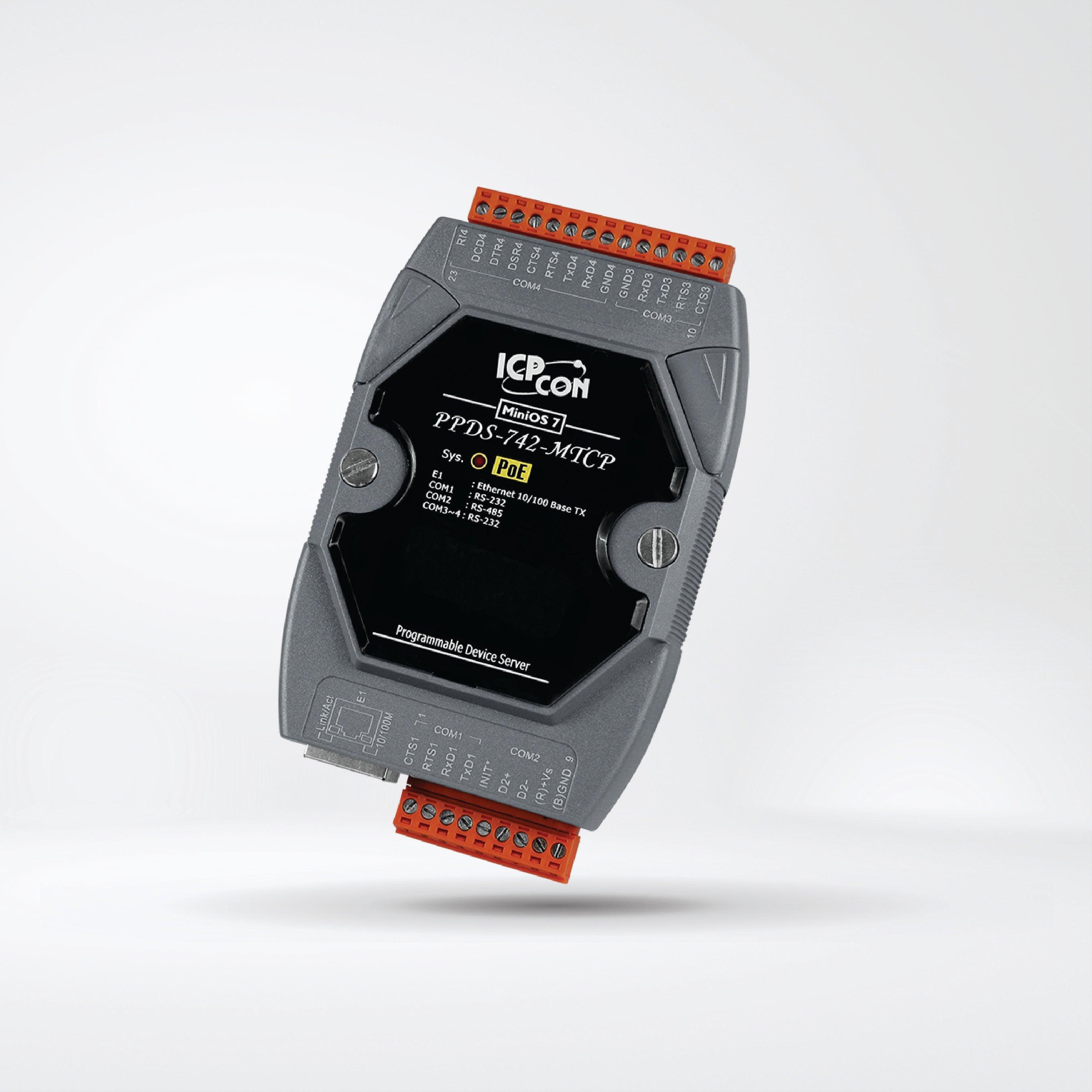 PPDS-742-MTCP Programmable (3x RS-232 and 1x RS-485) Serial-to-Ethernet Device Server - Riverplus