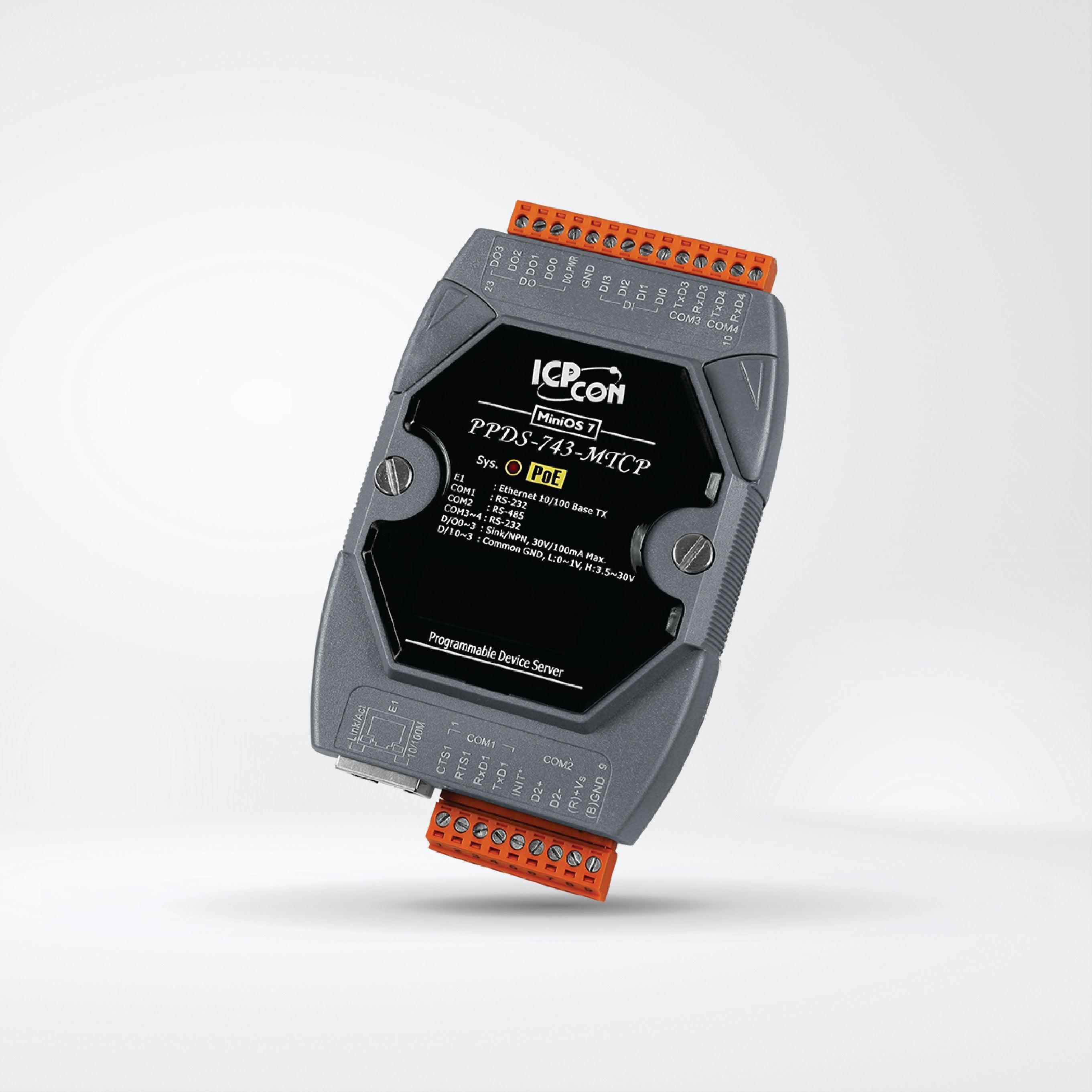 PPDS-743-MTCP Programmable (3x RS-232 and 1x RS-485) Serial-to-Ethernet Device Server - Riverplus