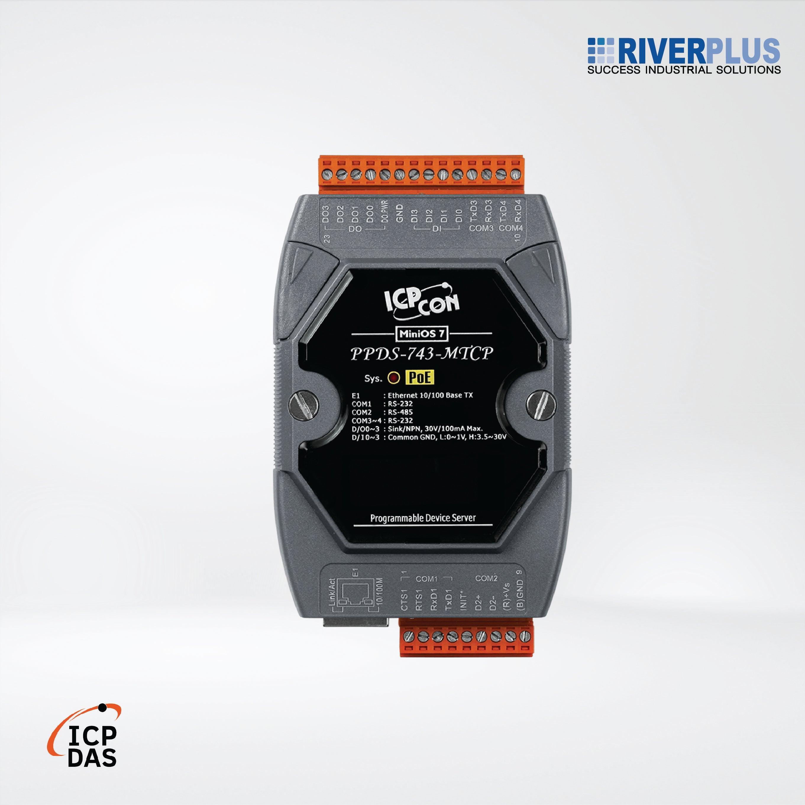 PPDS-743-MTCP Programmable (3x RS-232 and 1x RS-485) Serial-to-Ethernet Device Server - Riverplus