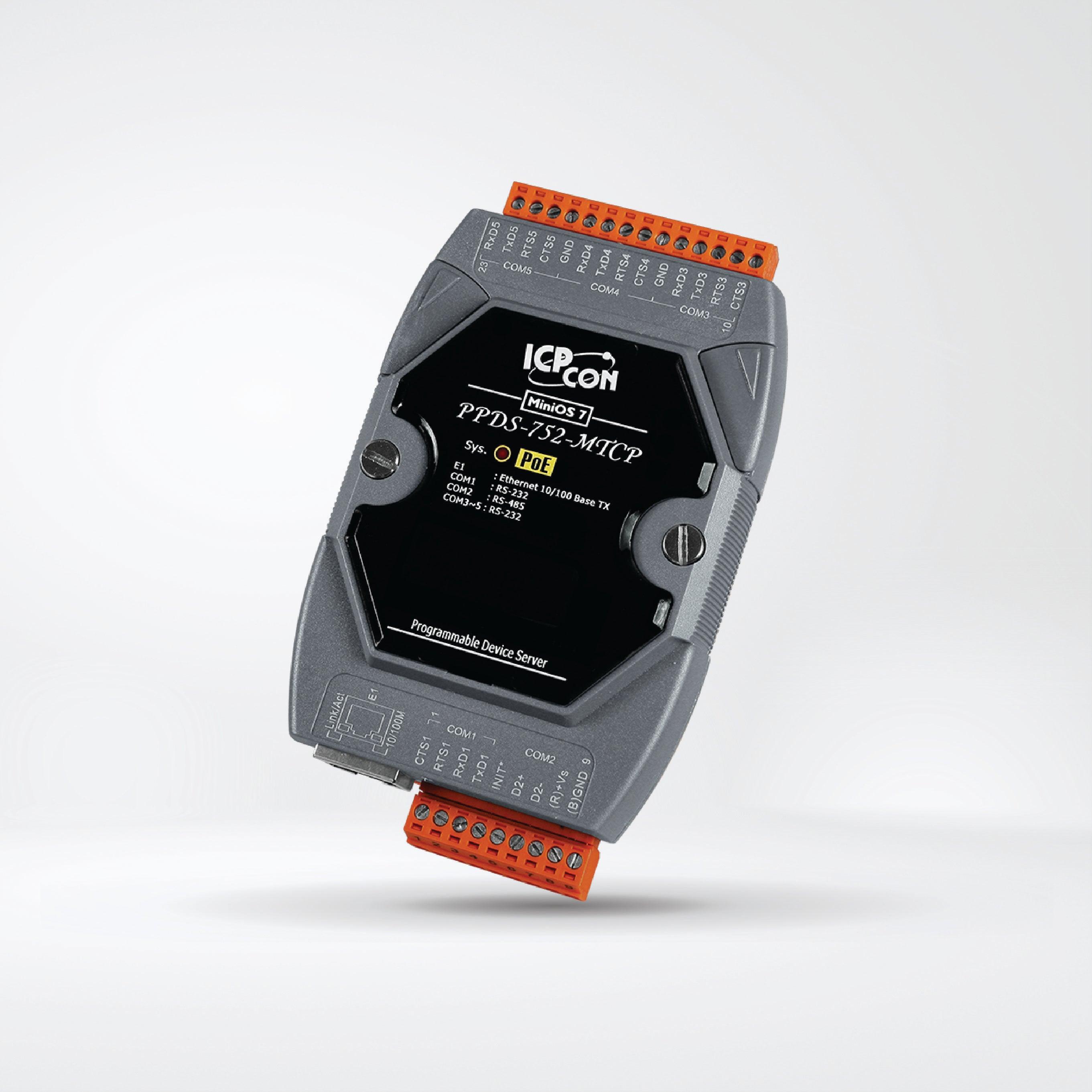 PPDS-752-MTCP Programmable (4x RS-232 and 1x RS-485) Serial-to-Ethernet Device Server - Riverplus