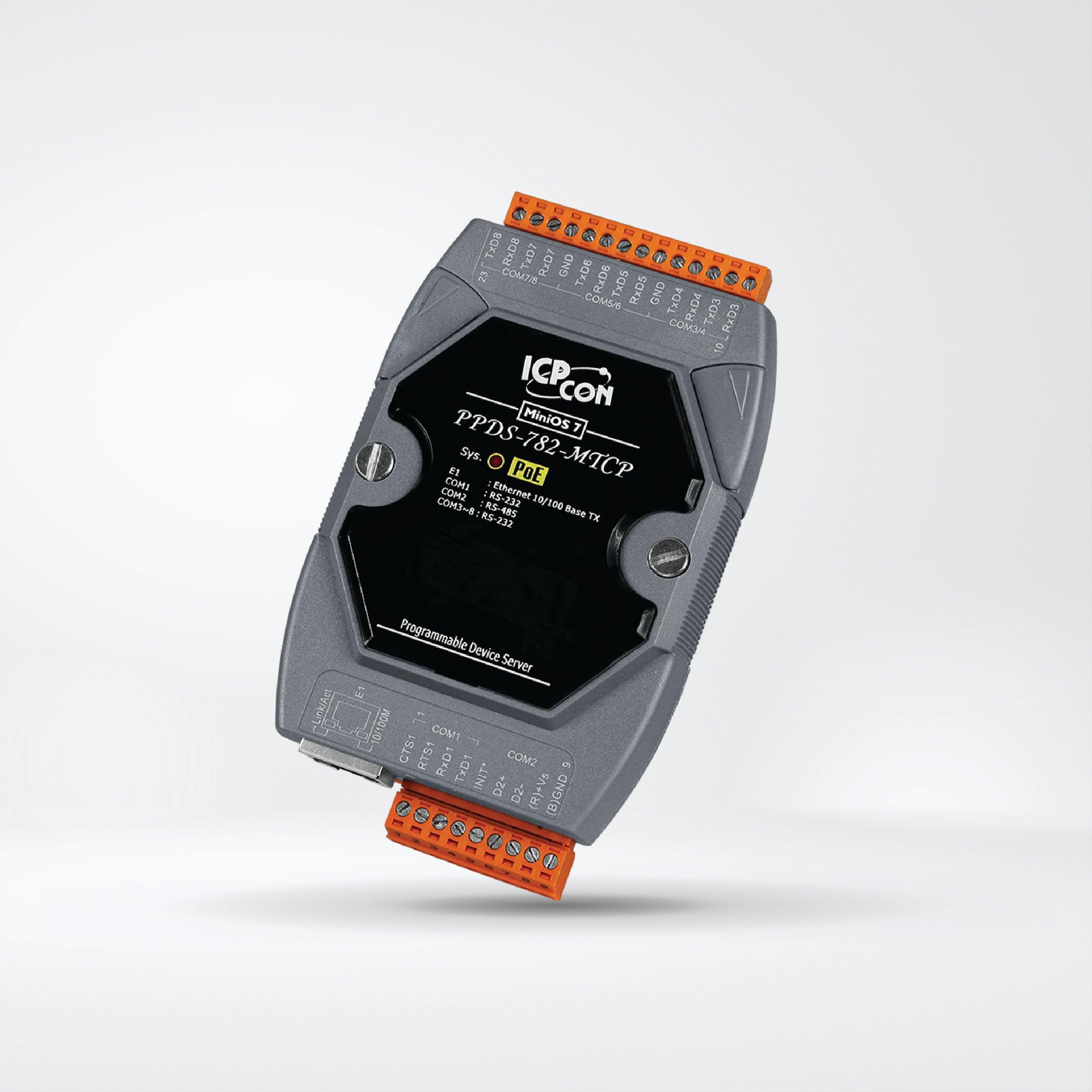 PPDS-782-MTCP Programmable (7x RS-232 and 1x RS-485) Serial-to-Ethernet Device Server - Riverplus