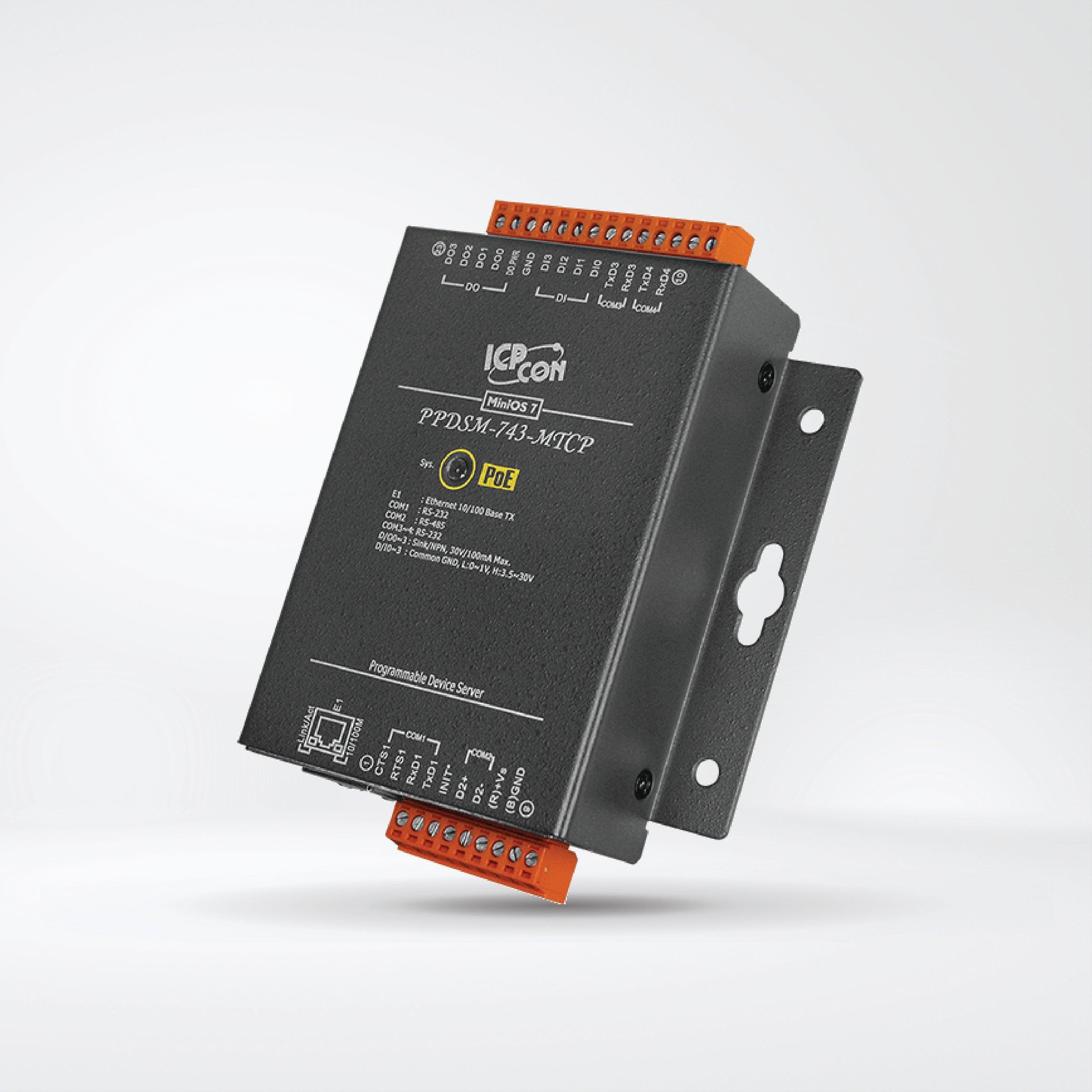 PPDSM-743-MTCP Programmable (3x RS-232 and 1x RS-485) Serial-to-Ethernet Device Server - Riverplus