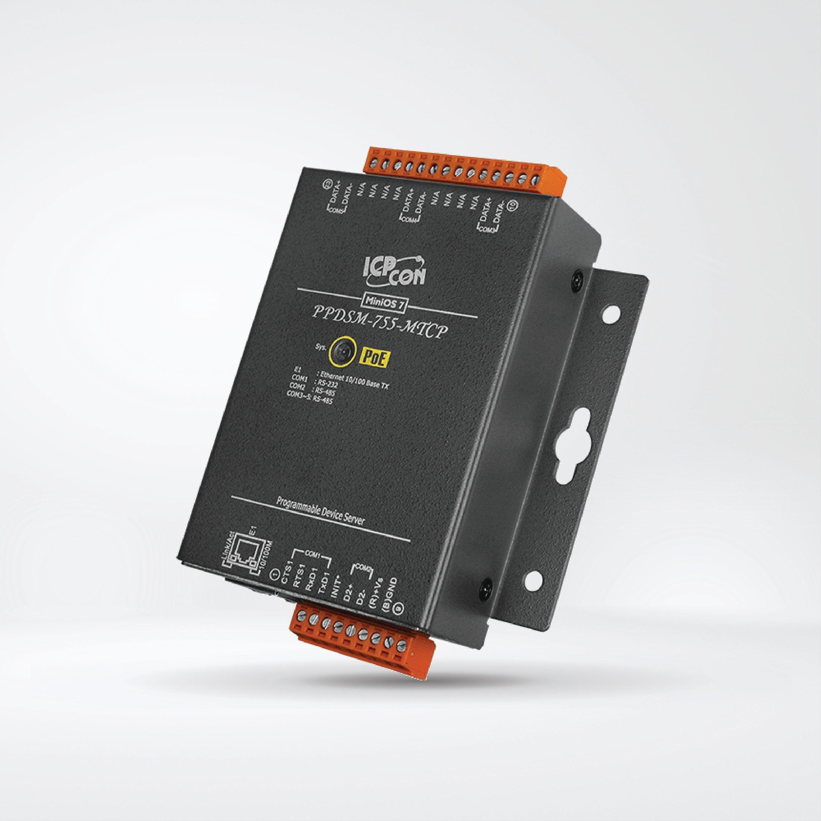 PPDSM-755-MTCP Programmable (1x RS-232 and 4x RS-485) Serial-to-Ethernet Device Server - Riverplus