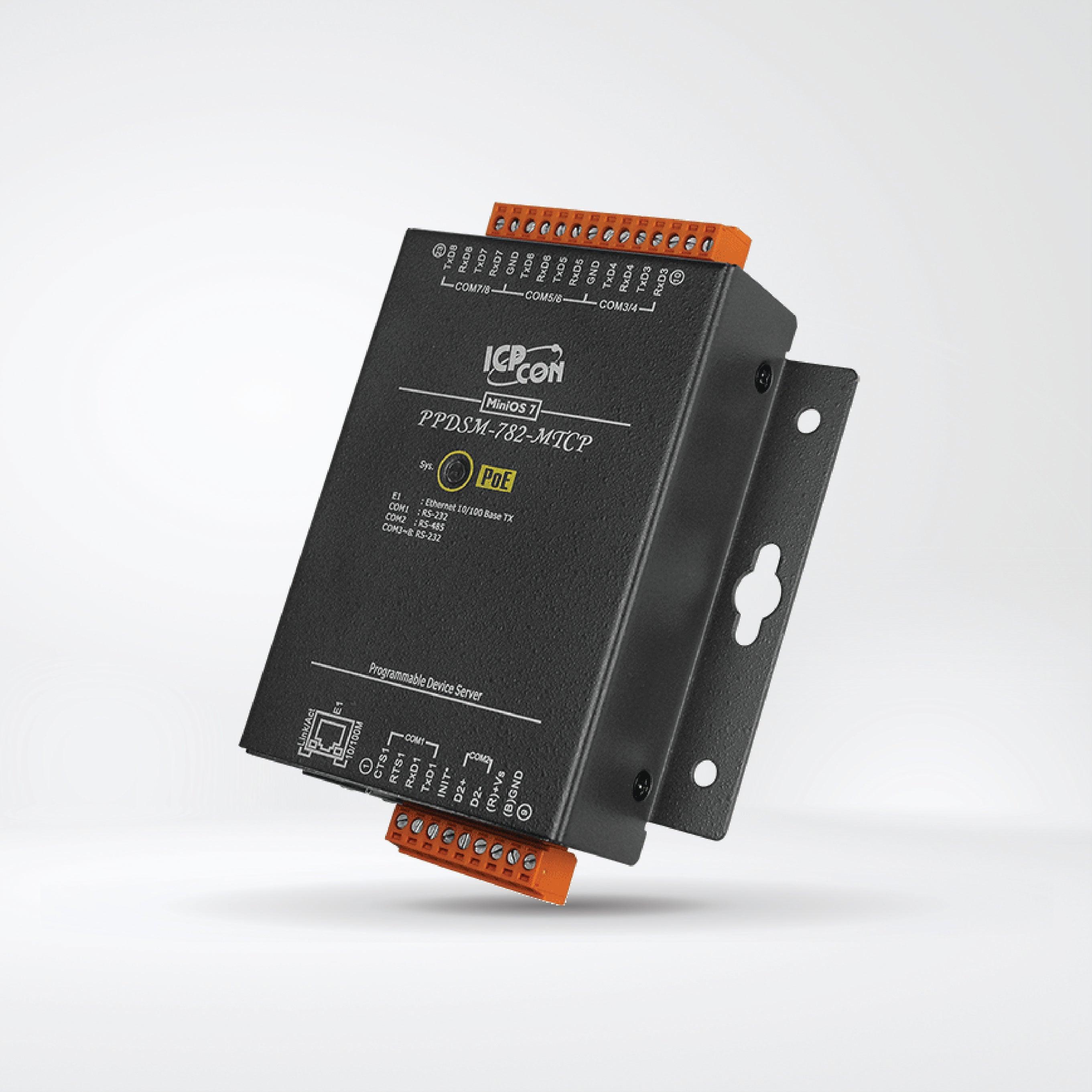 PPDSM-782-MTCP Programmable (7x RS-232 and 1x RS-485) Serial-to-Ethernet Device Server - Riverplus