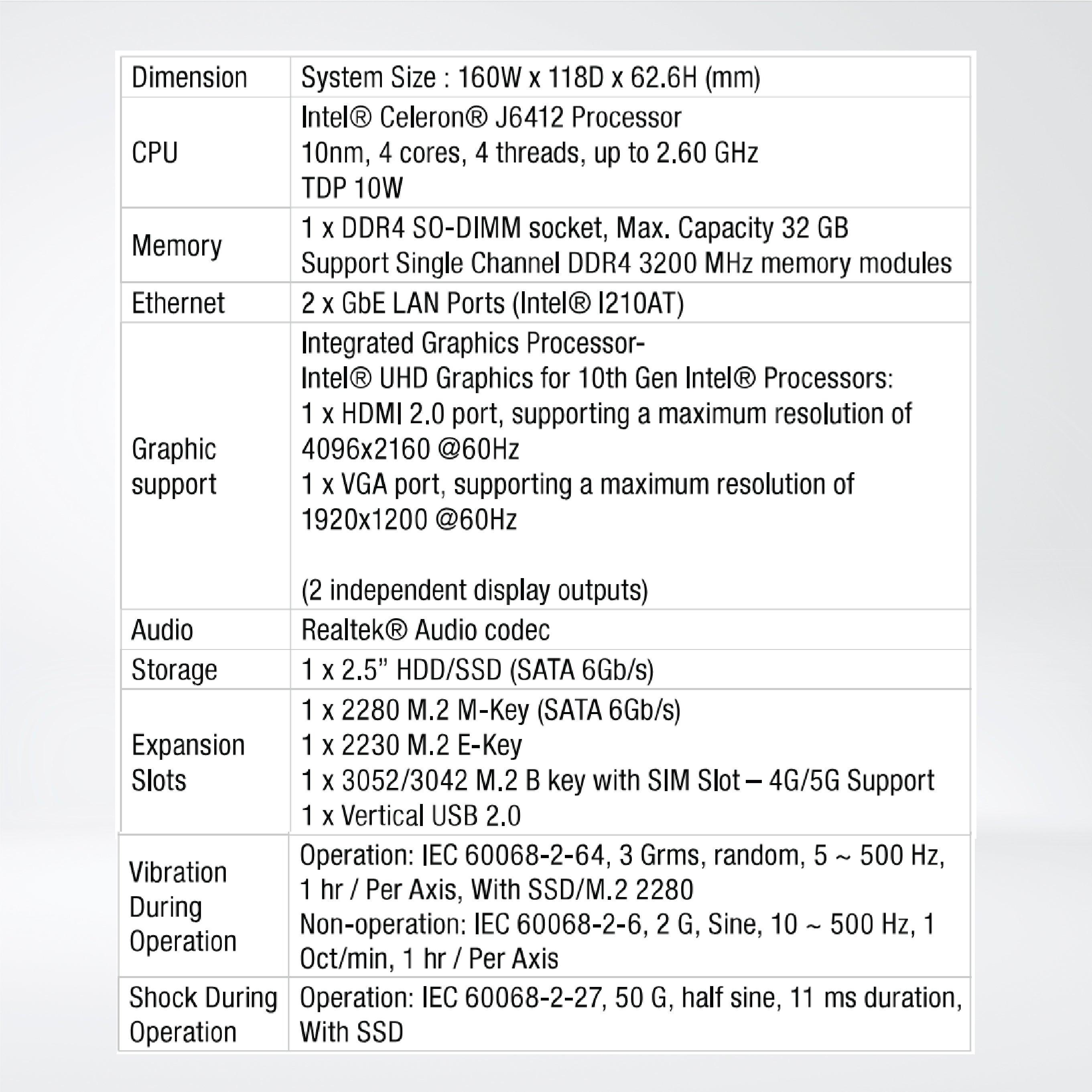QBiX-DR-EHLA6412H-A1 DIN Rail industrial system with Intel® Celeron® J6412 Processor - Riverplus