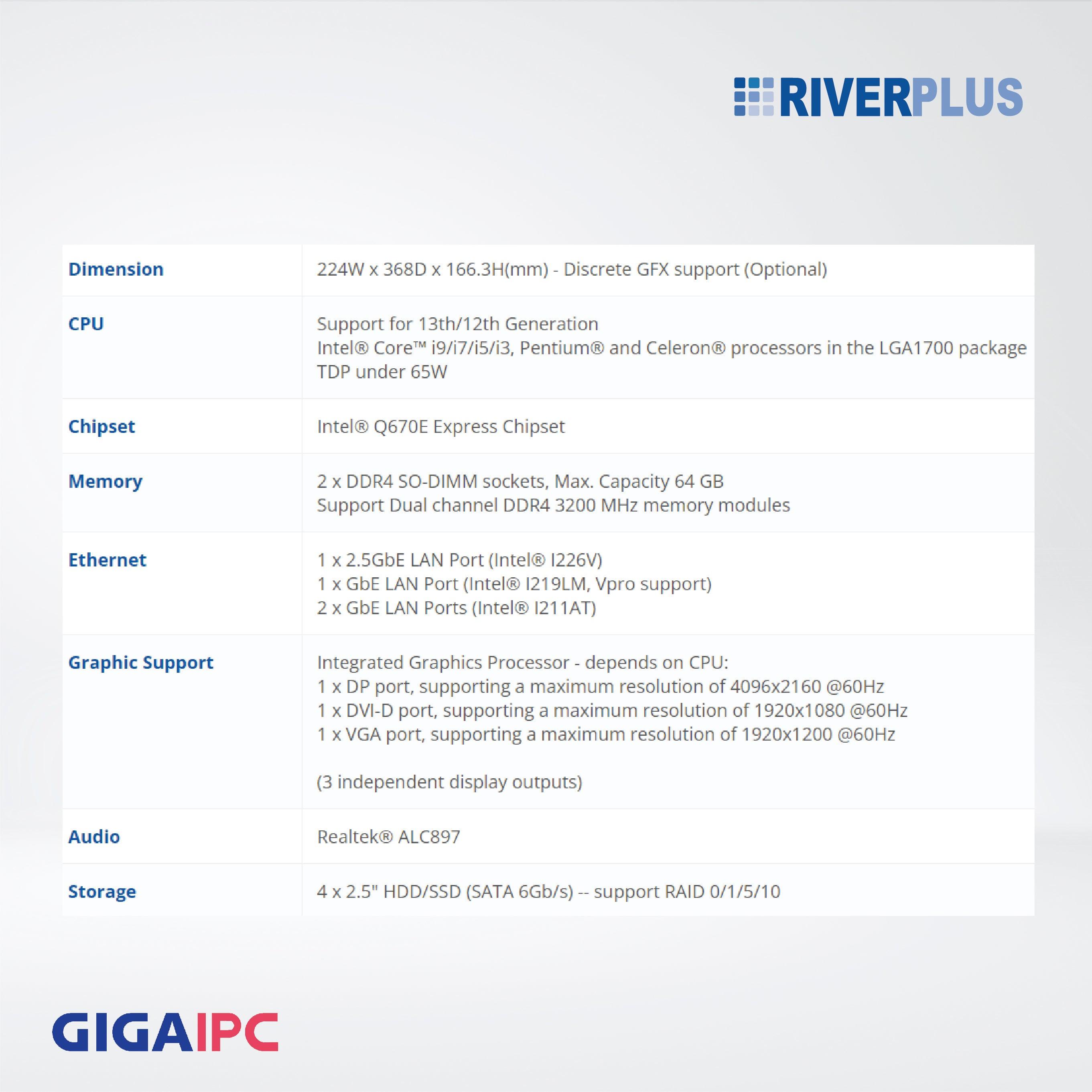 QBiX-JMB-ADLA67EHG-B1 Industrial system with Intel® Q670E Chipset with Intel® Core™ i7-13700E Processor - Riverplus