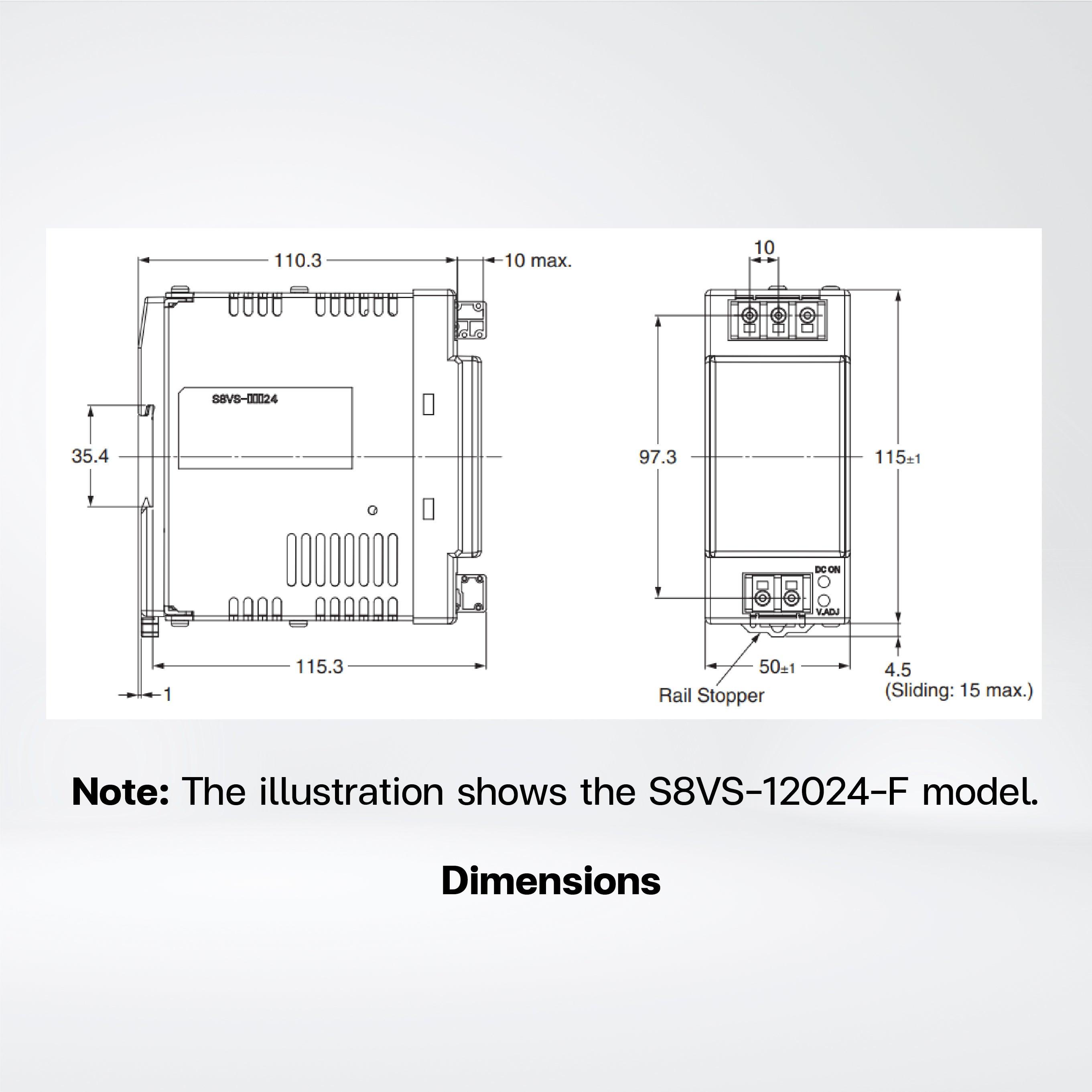S8VS-12024 Power supply with Screw Terminal Blocks, 120 W, 24 VDC - Riverplus