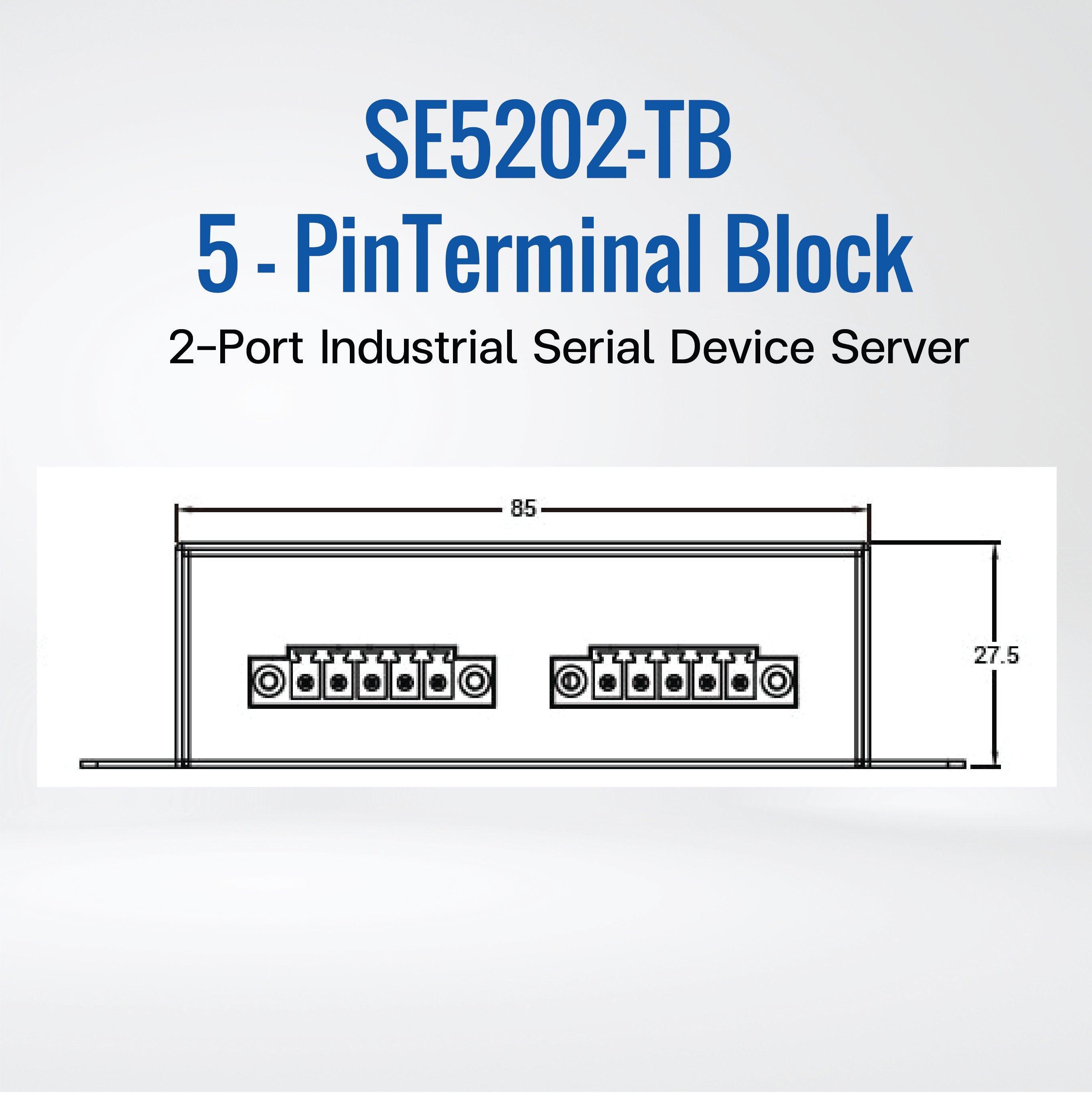 SE5202-TB Compact 2-Port Industrial Serial Device Server, Field-Mount - Riverplus