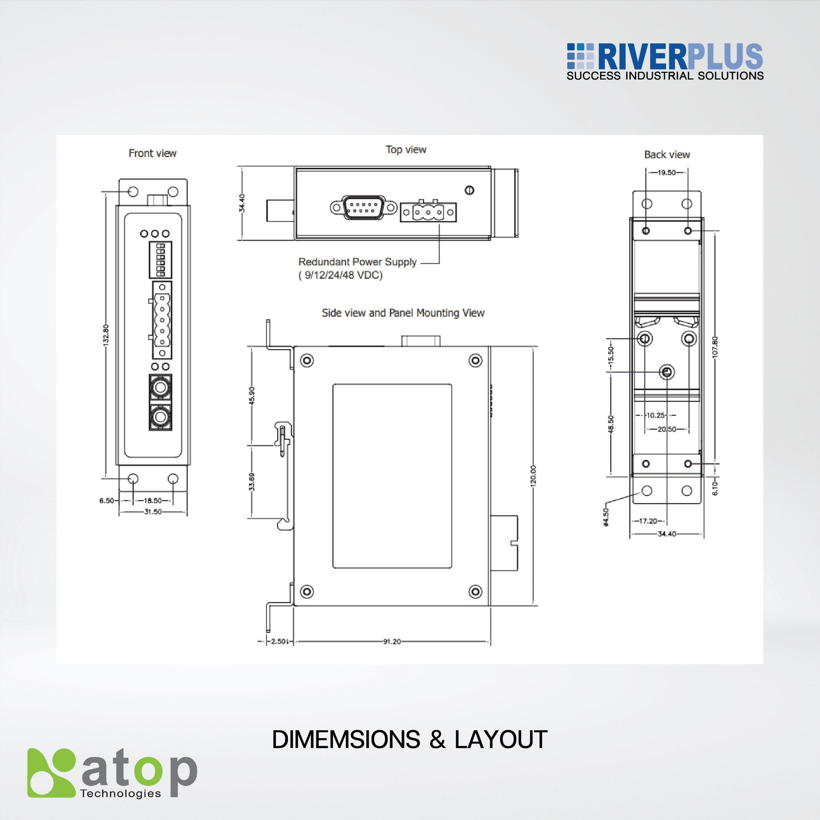 SF63-TB-DB-1Fs-SC-30 Serial to Fiber Media Converter, 30 km - Riverplus