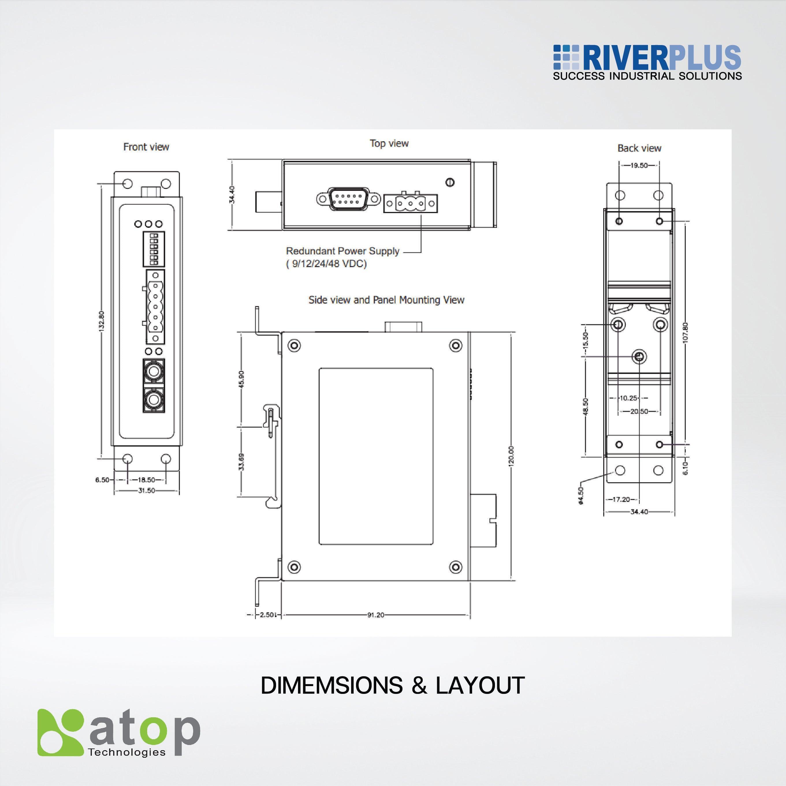 SF63-TB-DB-1Fs-ST-30 Serial to Fiber Media Converter, 30 km - Riverplus