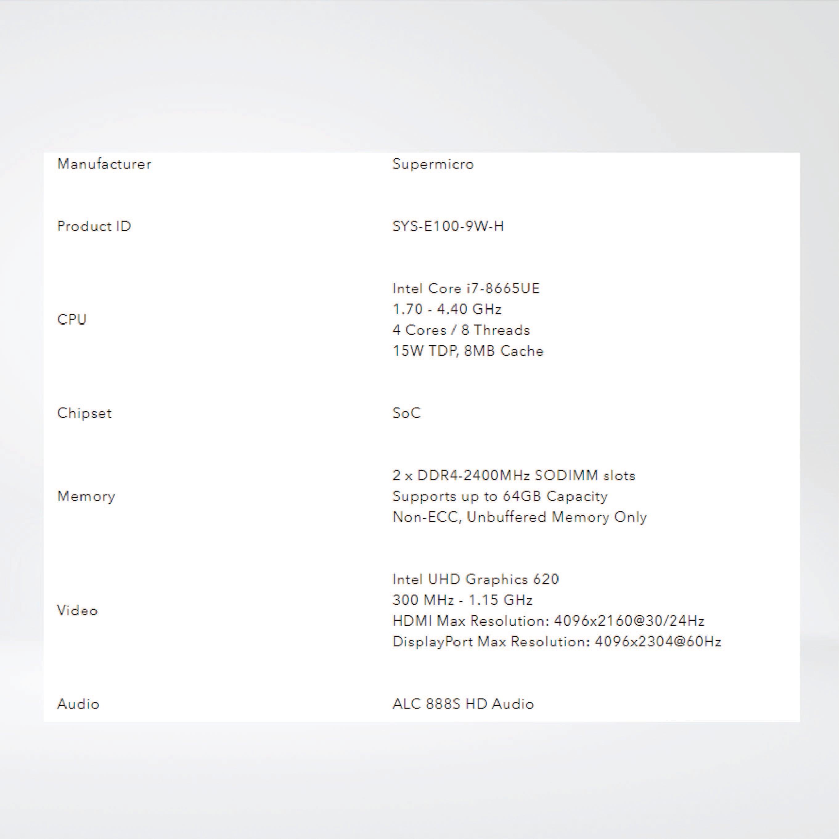 SYS-E100-9W-H CORE I7 Gen 8 Fanless Industrial IoT Edge Computing - Riverplus